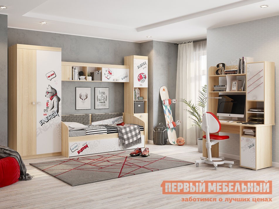 Комплект детской мебели  Энерджи Дуб Сонома / Белый