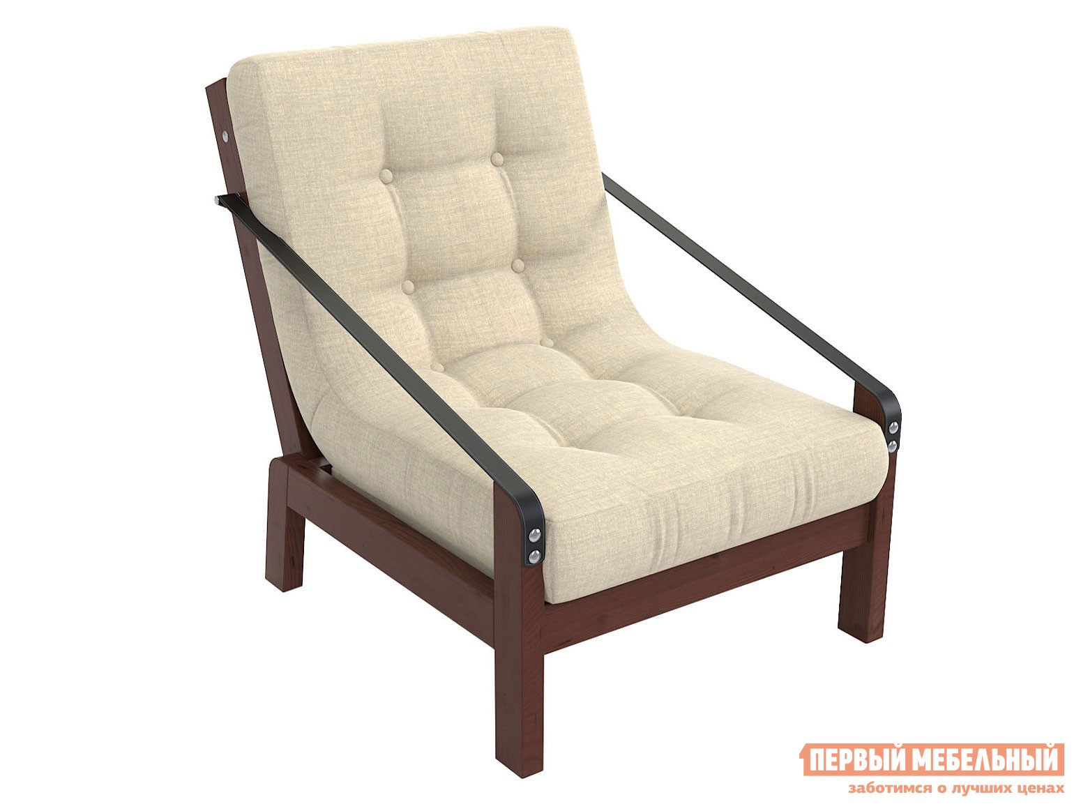 Кресло  Локи Орех / Бежевый, рогожка