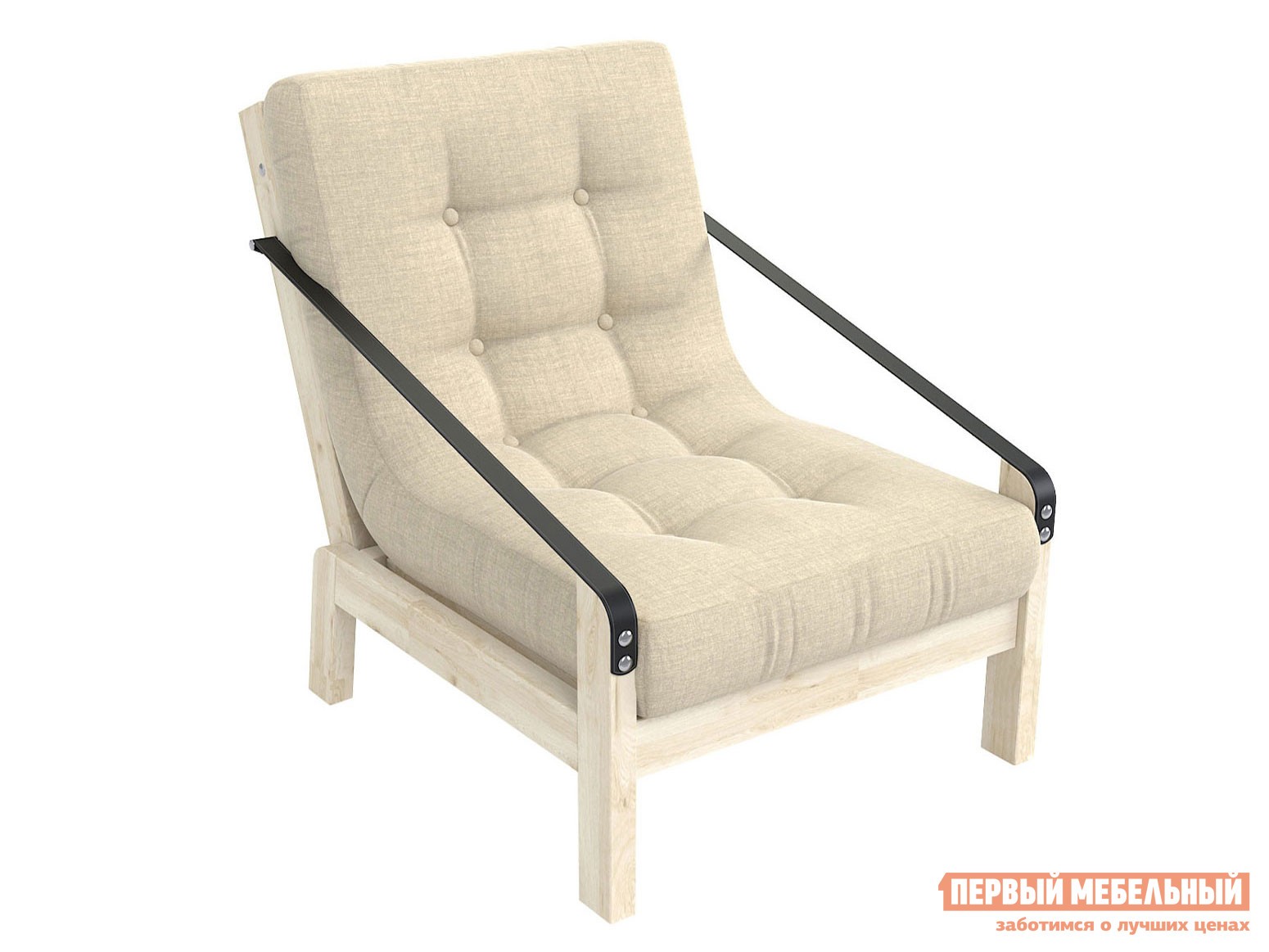 Кресло  Локи Сосна натуральная / Бежевый, рогожка