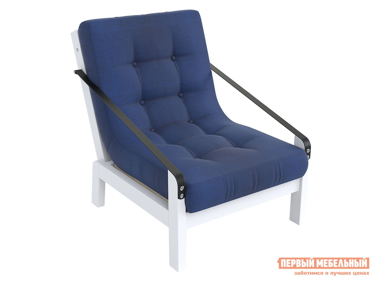 Кресло  Локи Белая эмаль / Синий, рогожка