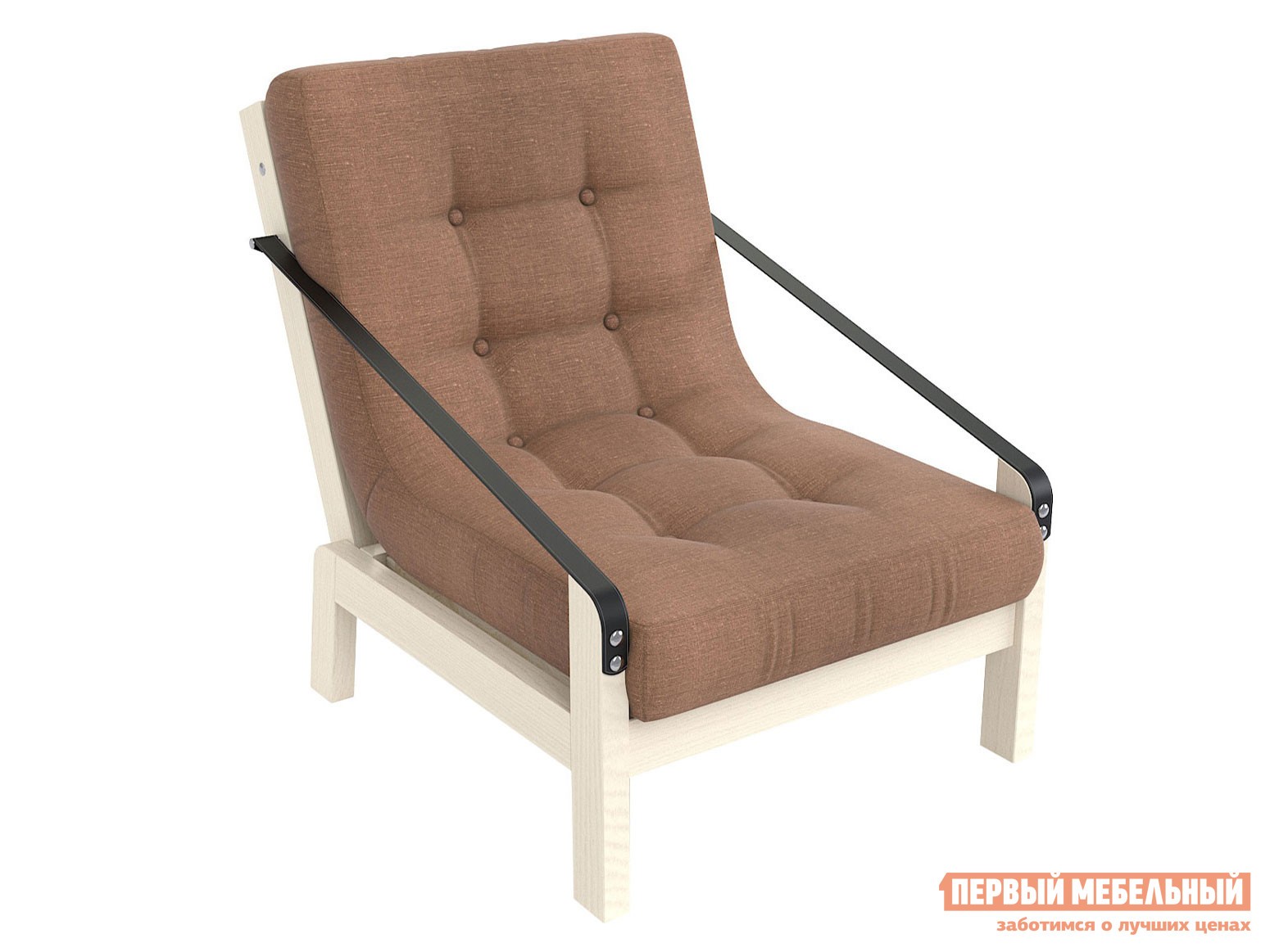 Кресло  Локи Дуб беленый / Коричневый, рогожка