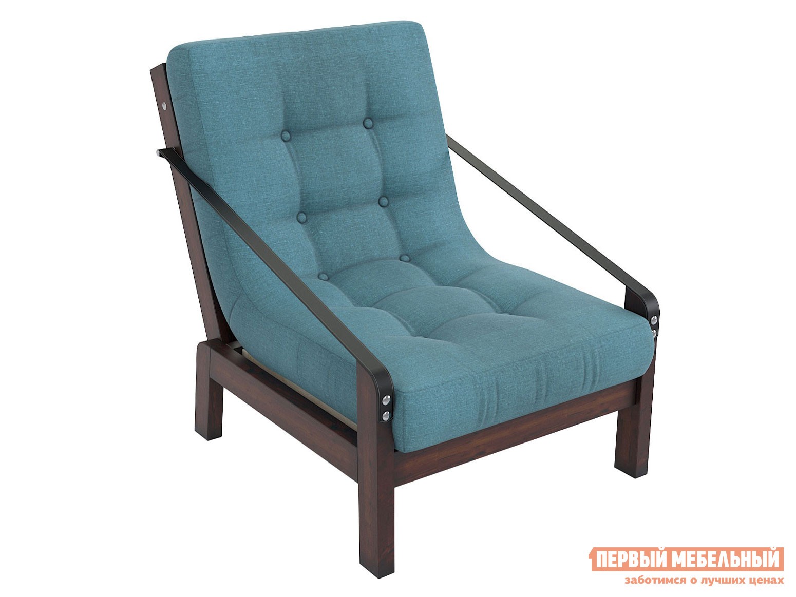 Кресло  Локи Орех / Голубой, рогожка