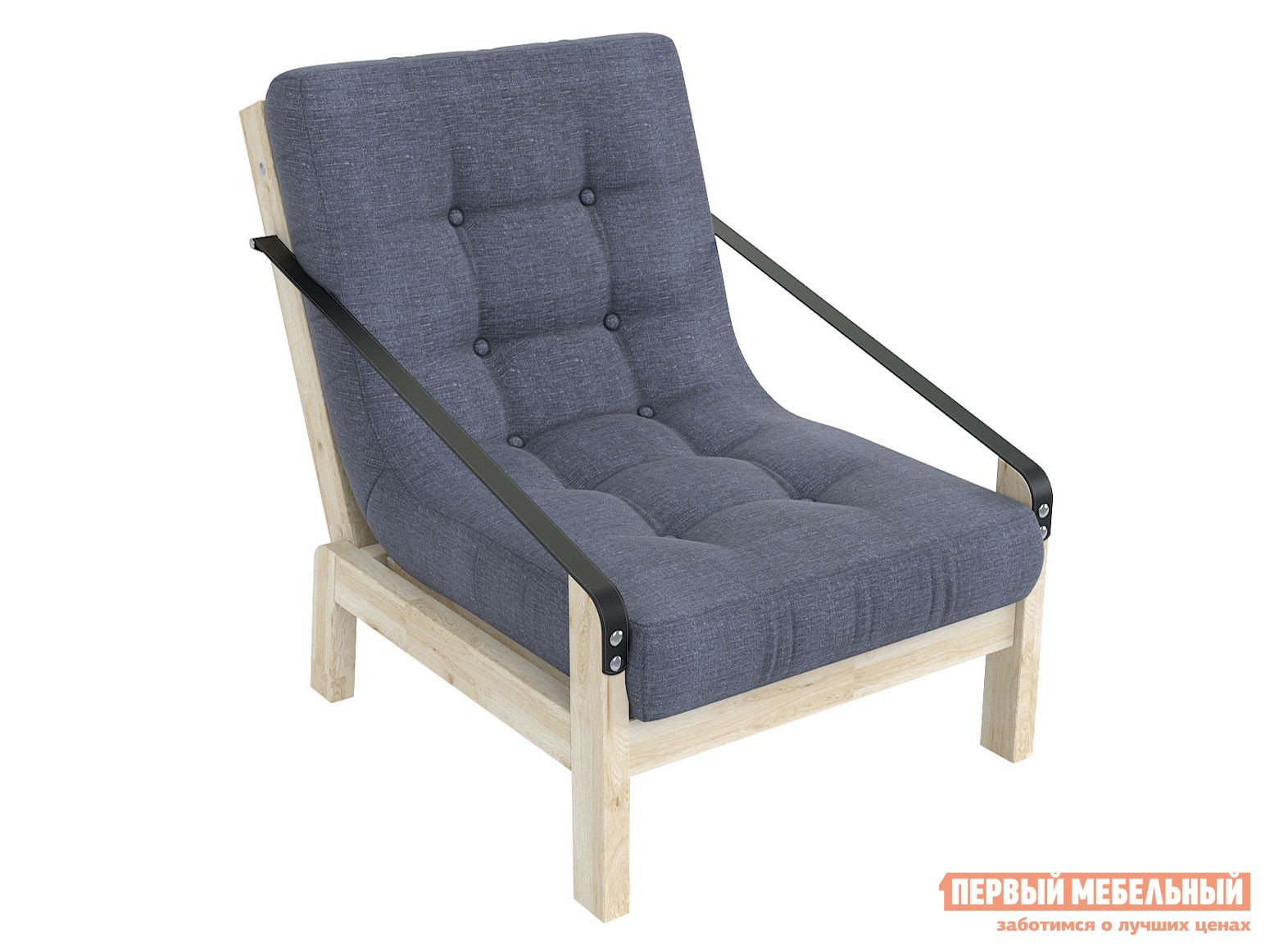 Кресло  Локи Сосна натуральная / Графитовый, рогожка