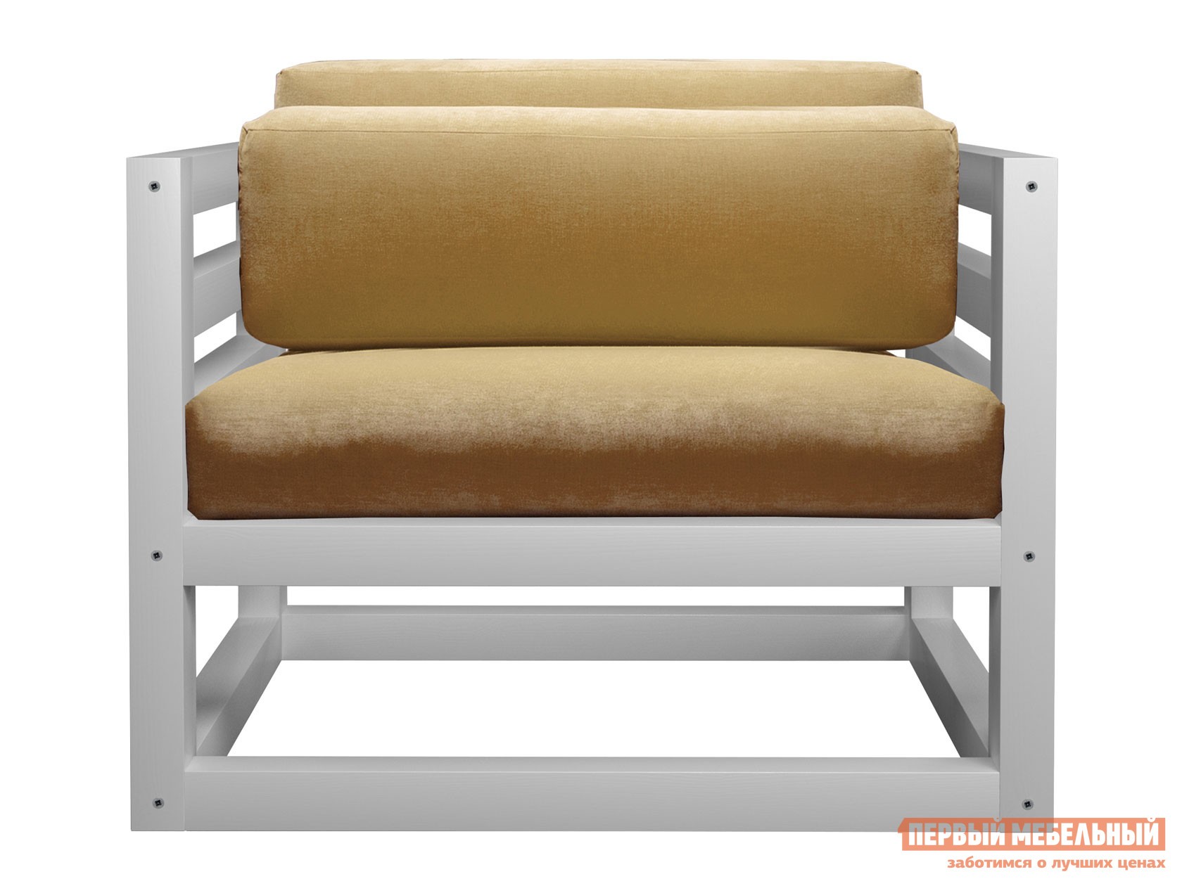 Кресло  Магнус Белая эмаль, Бежевый, вельвет