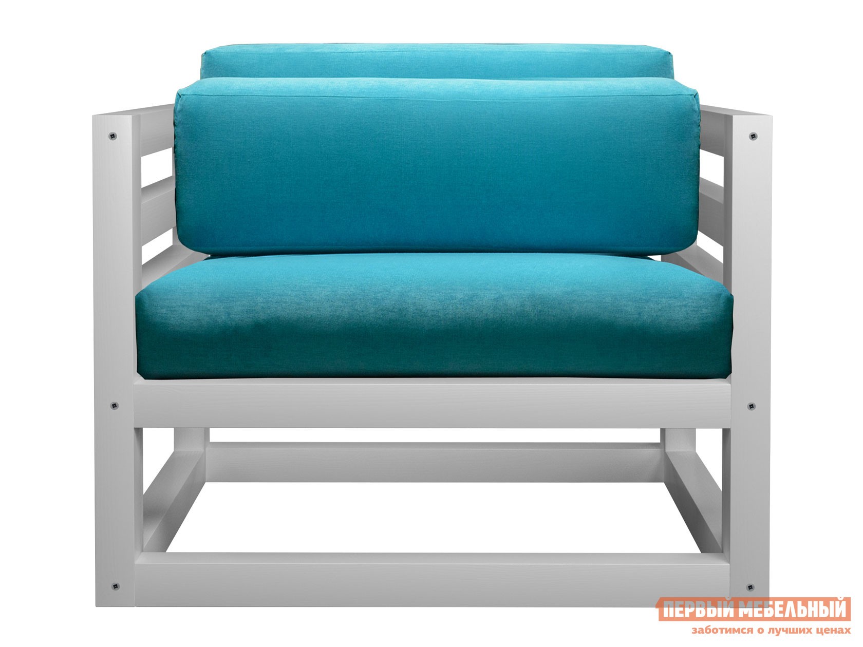 Кресло  Магнус Белая эмаль, Бирюзовый, вельвет