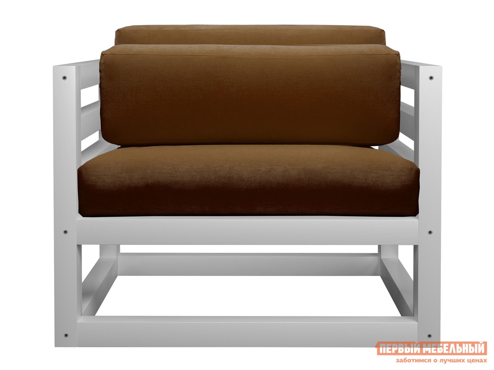 Кресло  Магнус Белая эмаль, Коричневый, вельвет