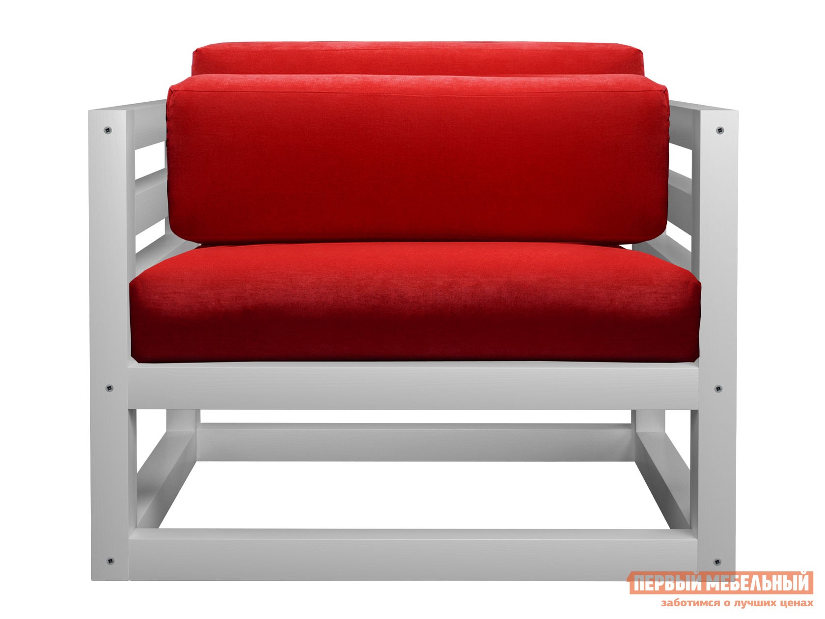 Кресло  Магнус Белая эмаль, Красный, вельвет