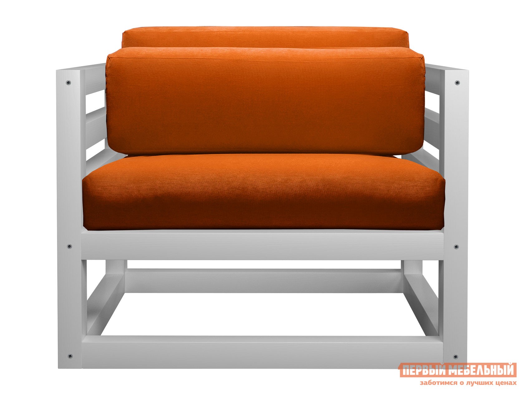 Кресло  Магнус Белая эмаль, Оранжевый, вельвет