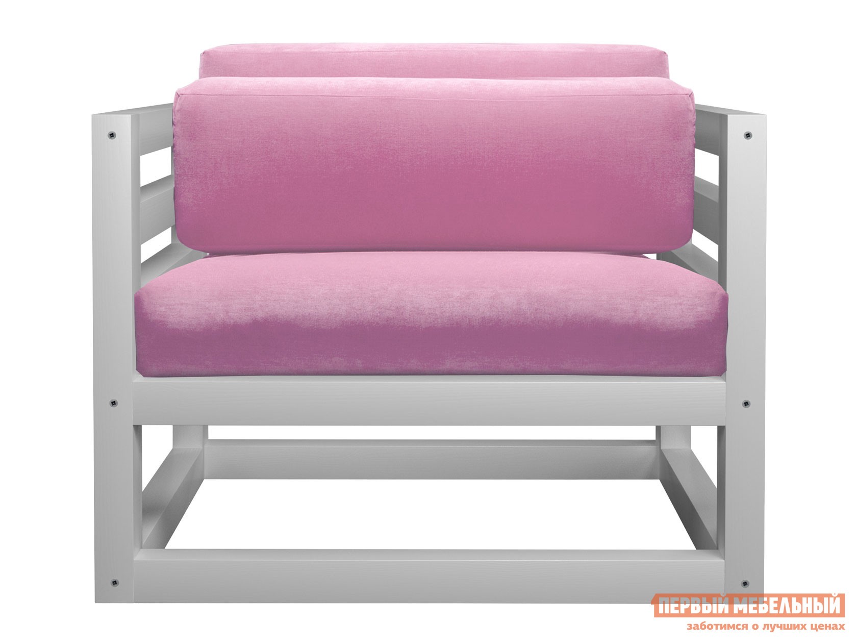 Кресло  Магнус Белая эмаль, Розовый, вельвет