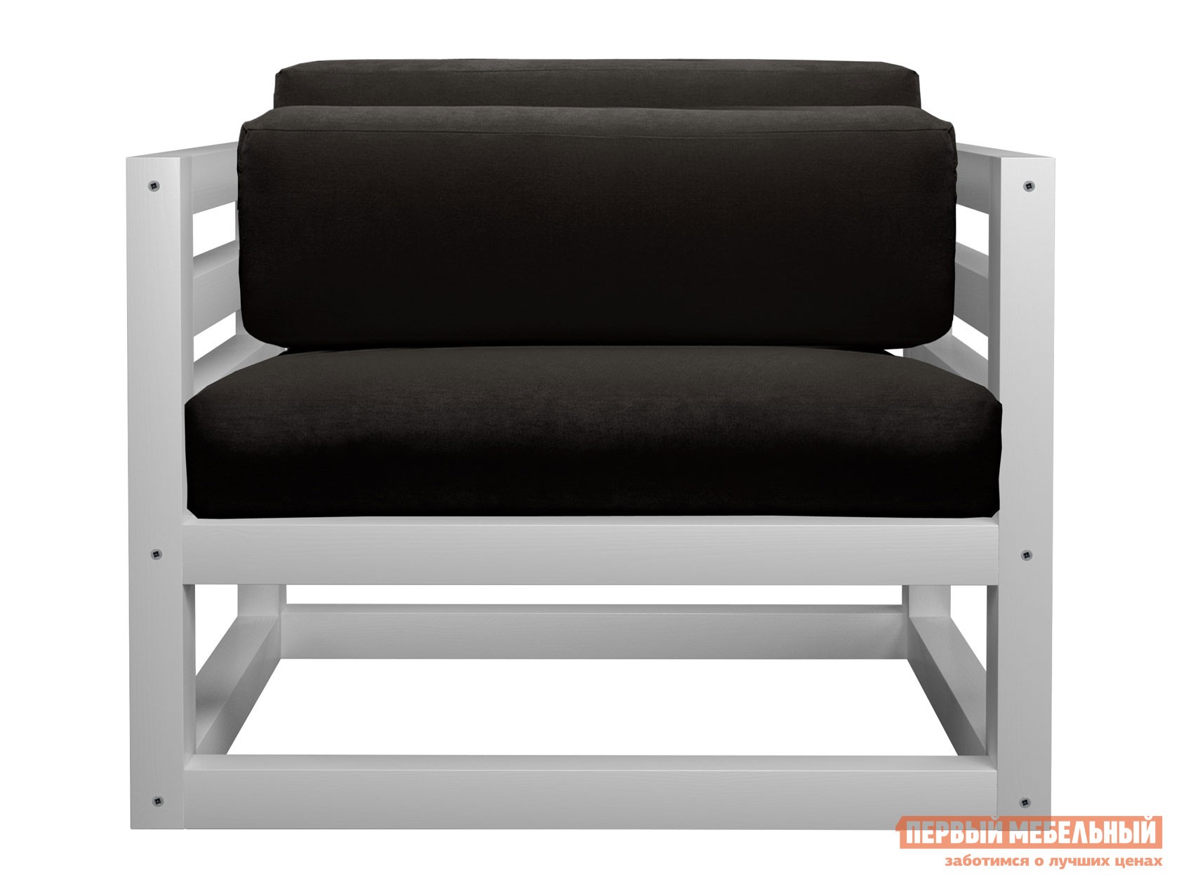 Кресло  Магнус Белая эмаль, Черный, вельвет