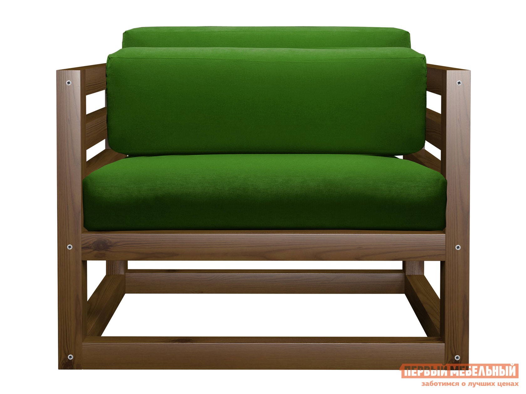 Кресло  Магнус Орех, Зеленый, вельвет