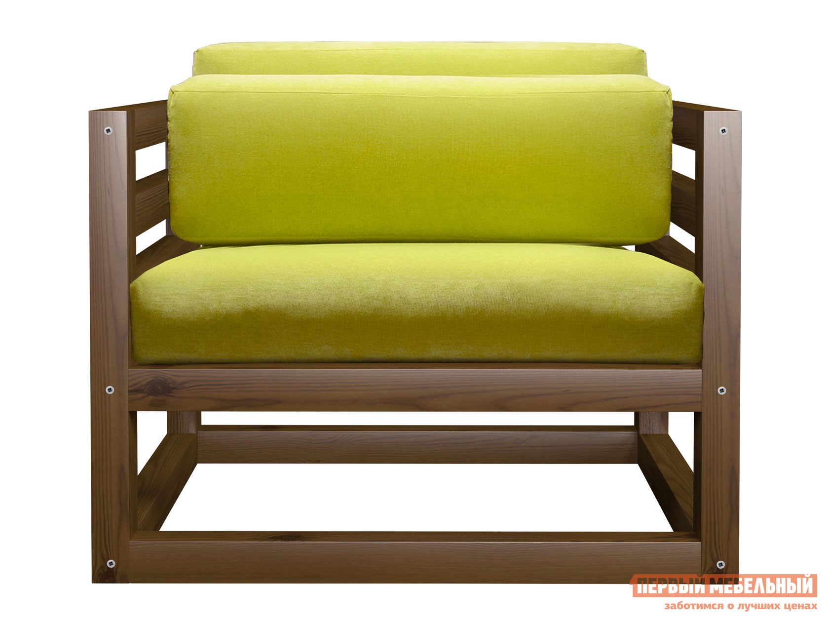 Кресло  Магнус Орех, Лимонный, вельвет