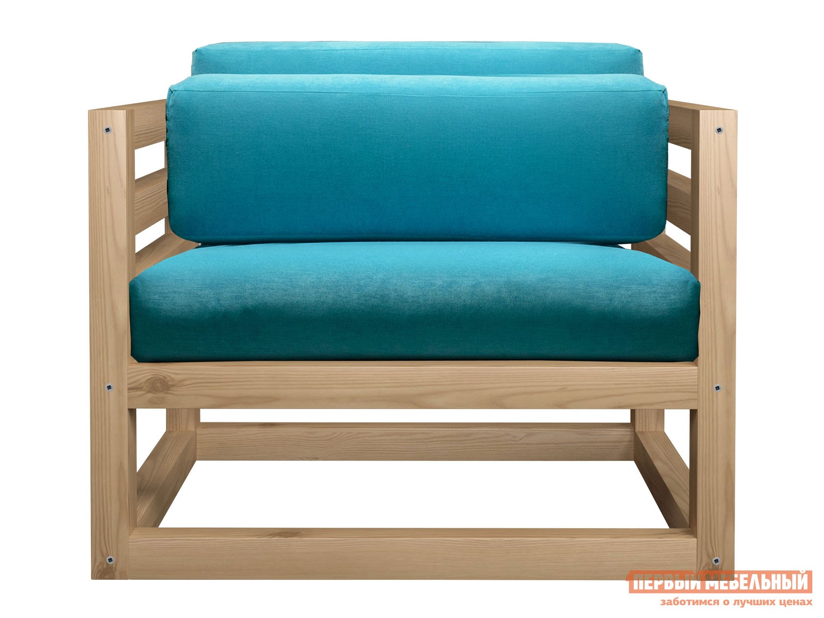 Кресло  Магнус Сосна натуральная, Бирюзовый, вельвет