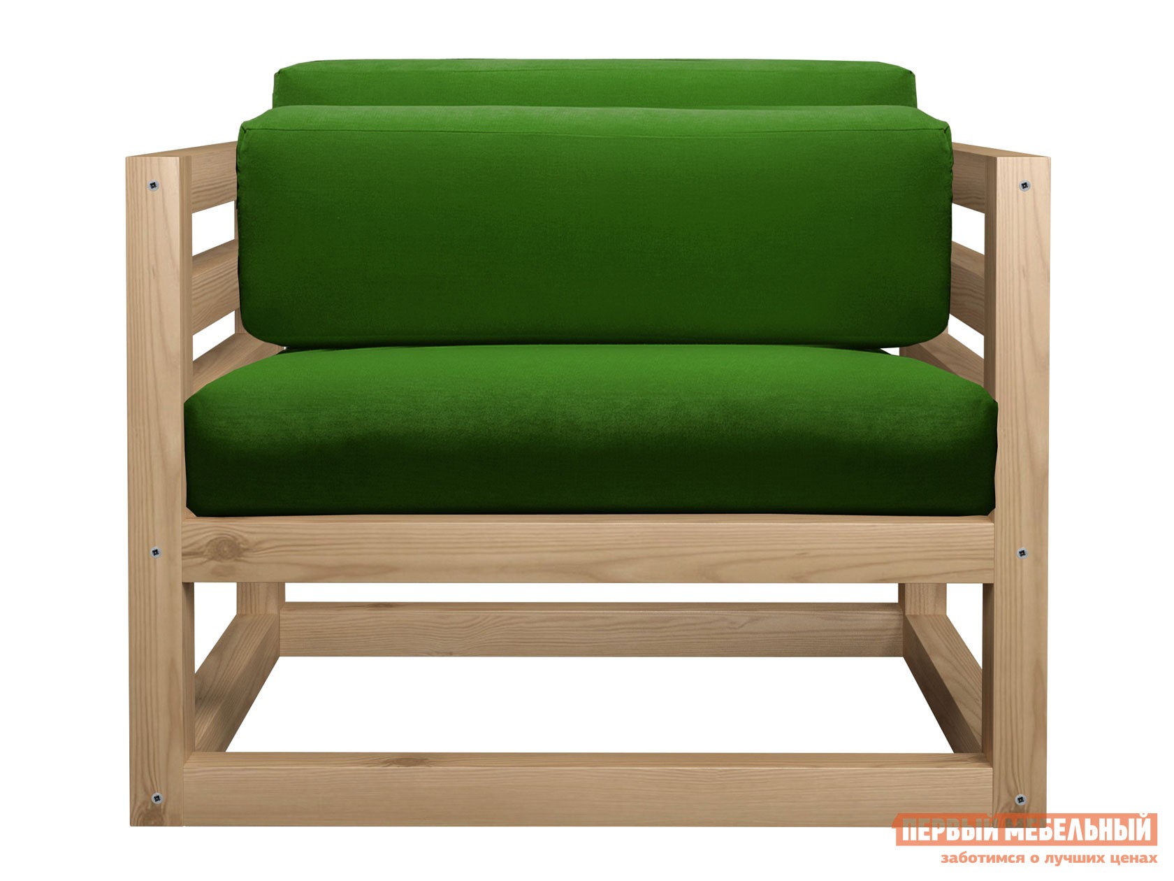 Кресло  Магнус Сосна натуральная, Зеленый, вельвет