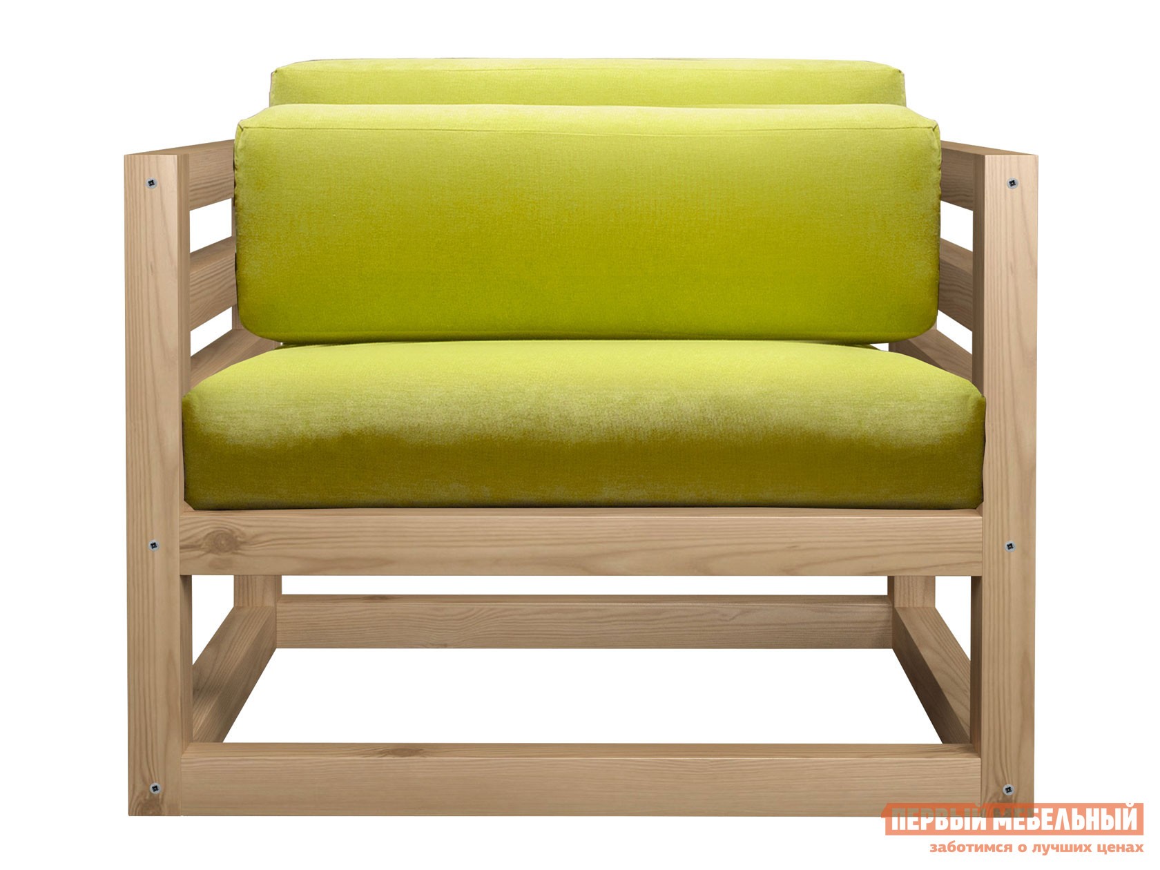 Кресло  Магнус Сосна натуральная, Лимонный, вельвет