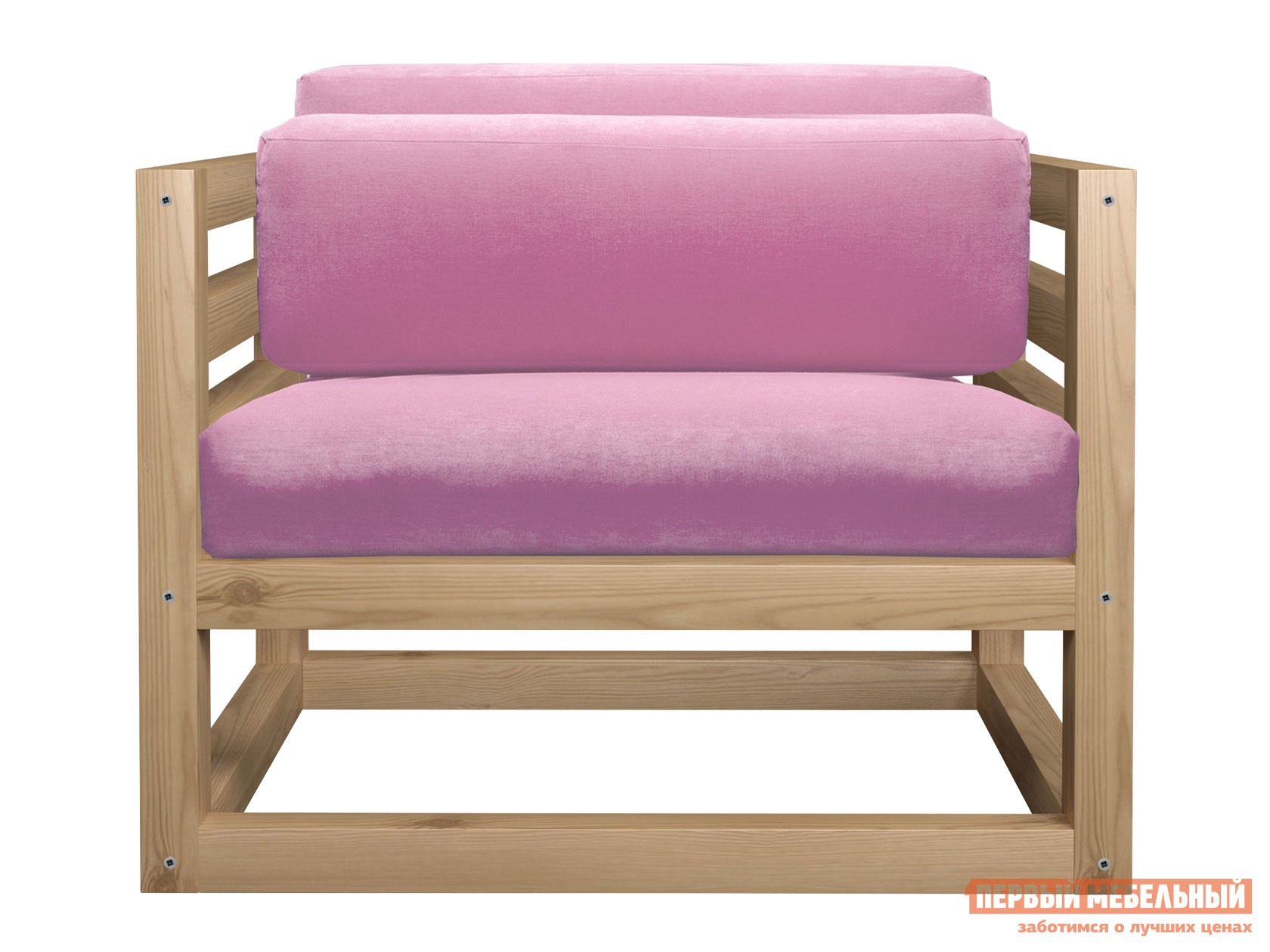 Кресло  Магнус Сосна натуральная, Розовый, вельвет