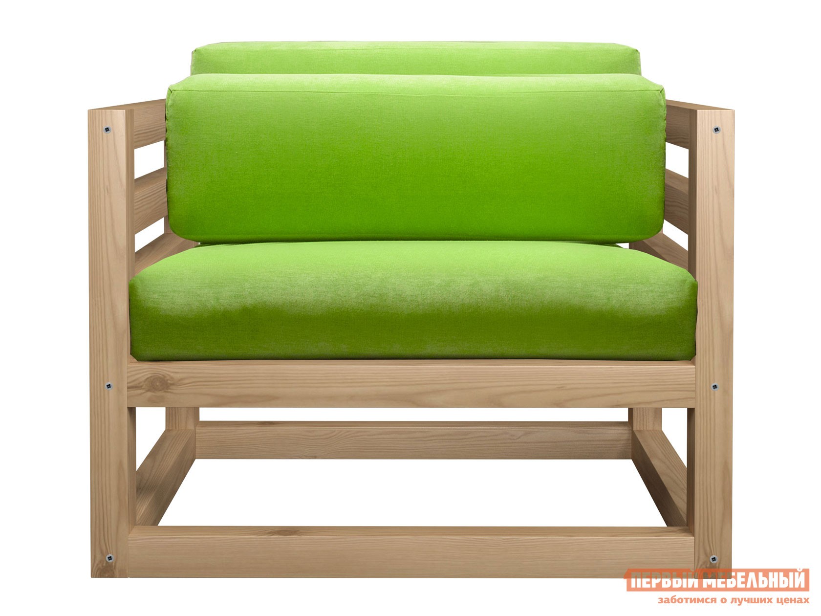 Кресло  Магнус Сосна натуральная, Салатовый, вельвет