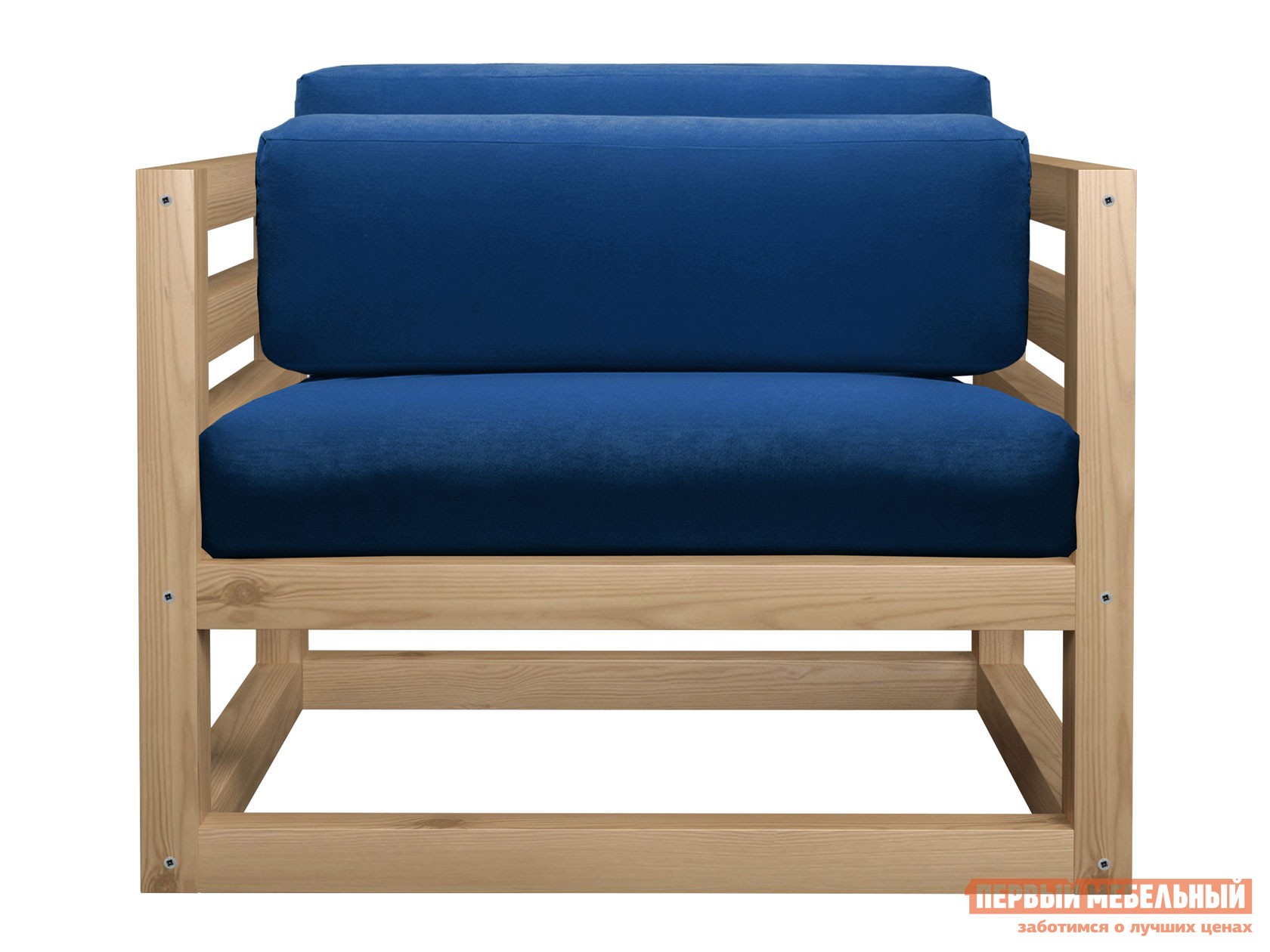 Кресло  Магнус Сосна натуральная, Синий, вельвет