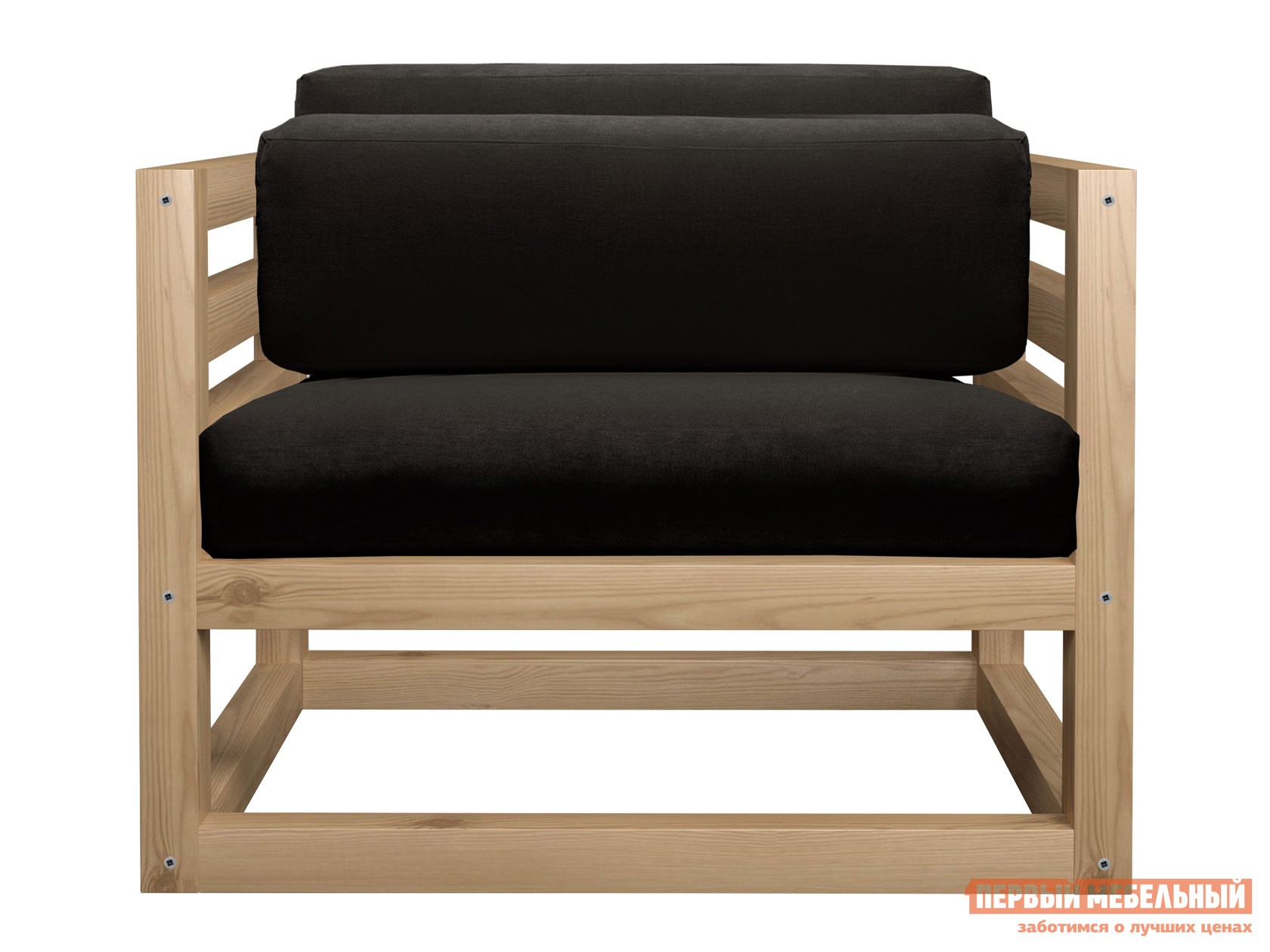 Кресло  Магнус Сосна натуральная, Черный, вельвет