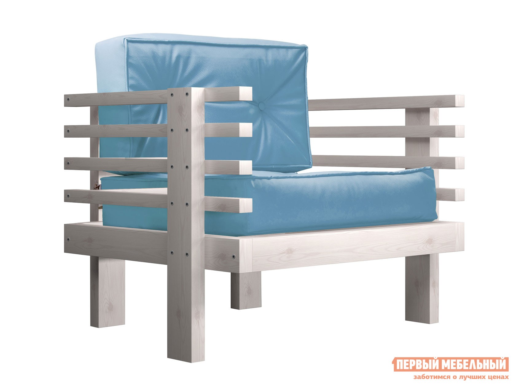 Кресло  Стоун Дуб беленый, Голубой, экокожа