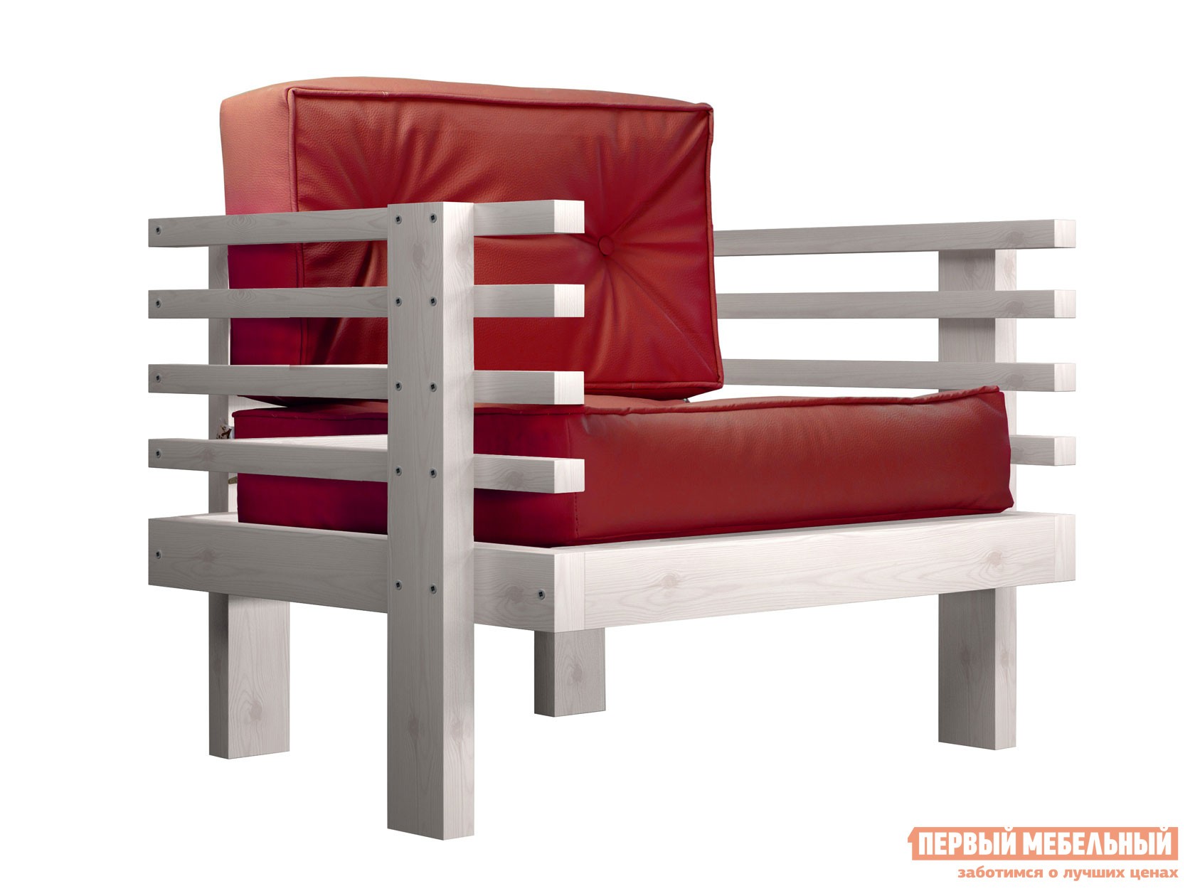 Кресло  Стоун Дуб беленый, Красный, экокожа