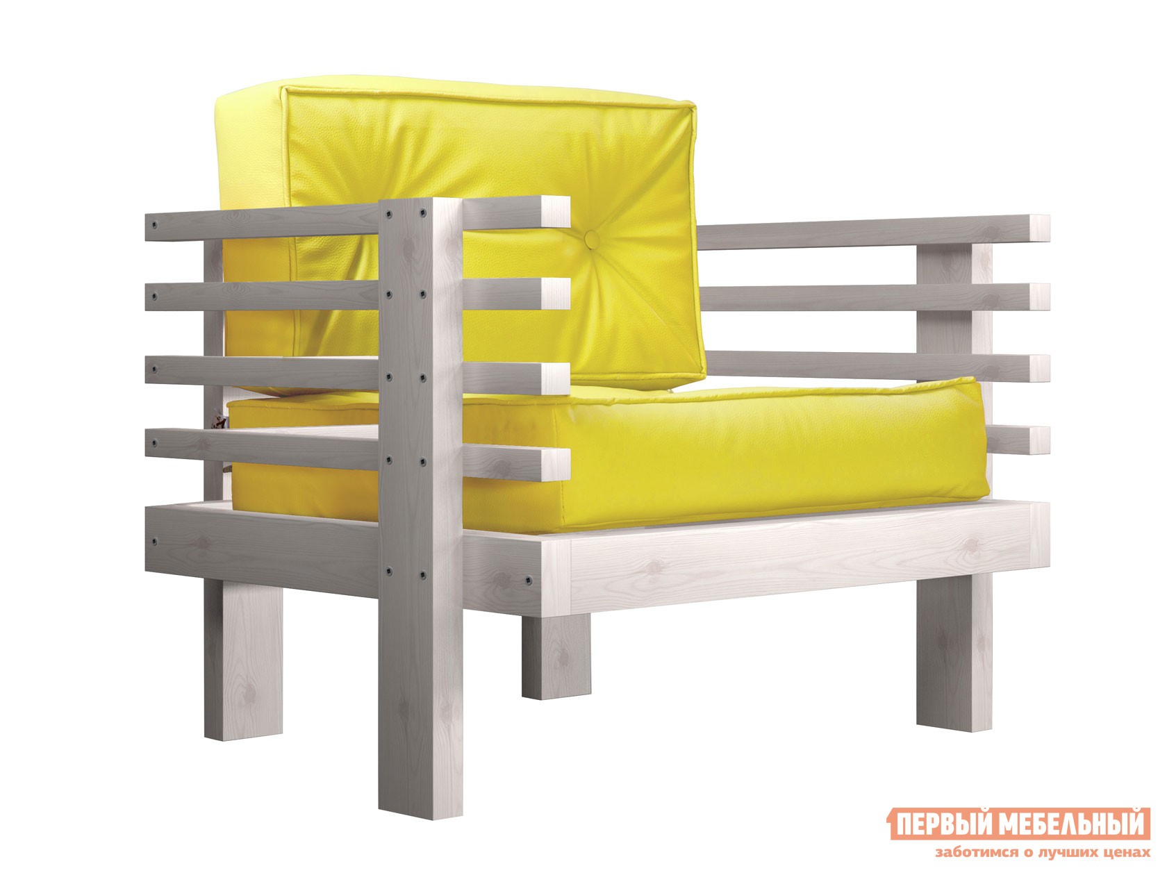 Кресло  Стоун Дуб беленый, Лимонный, экокожа