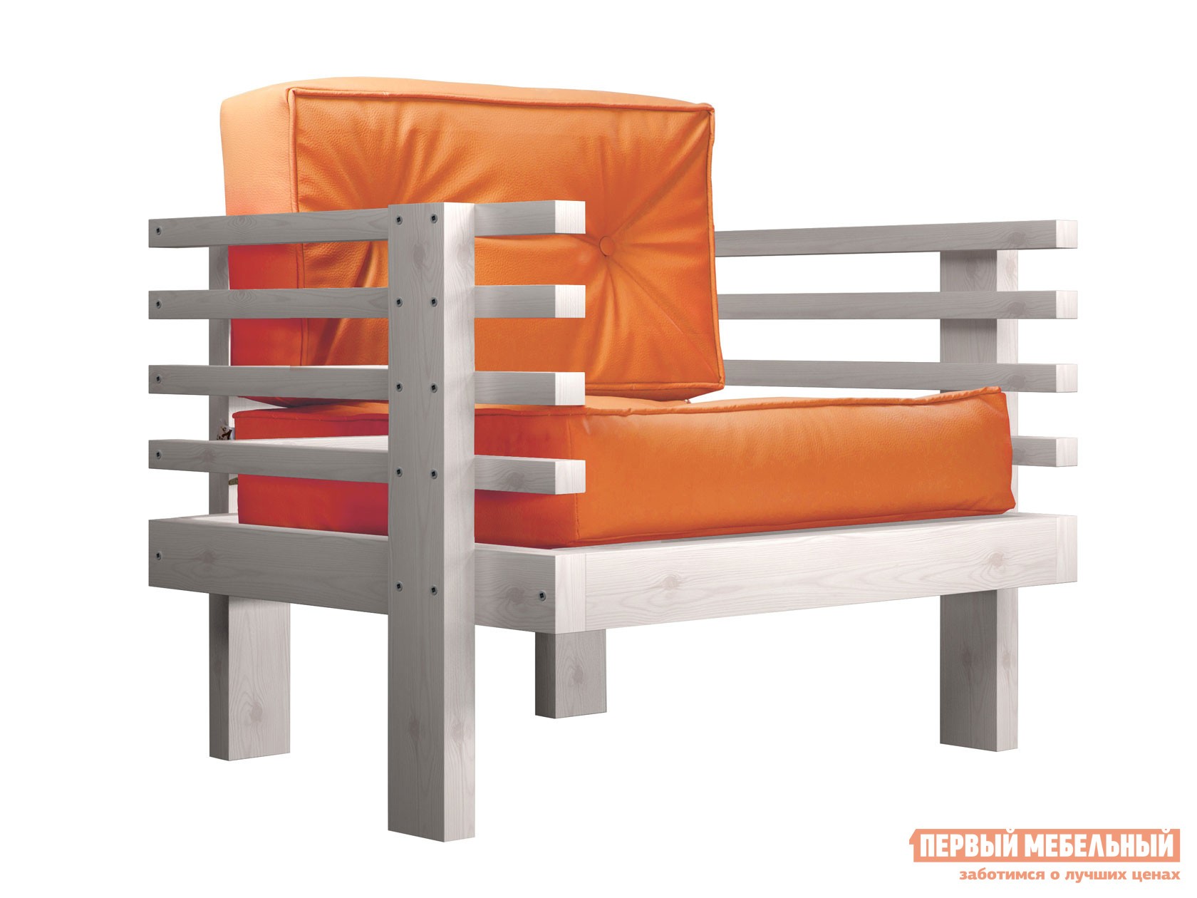 Кресло  Стоун Дуб беленый, Оранжевый, экокожа