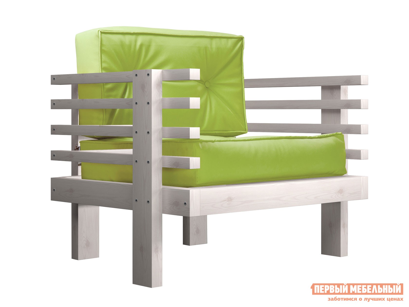 Кресло  Стоун Дуб беленый, Салатовый, экокожа