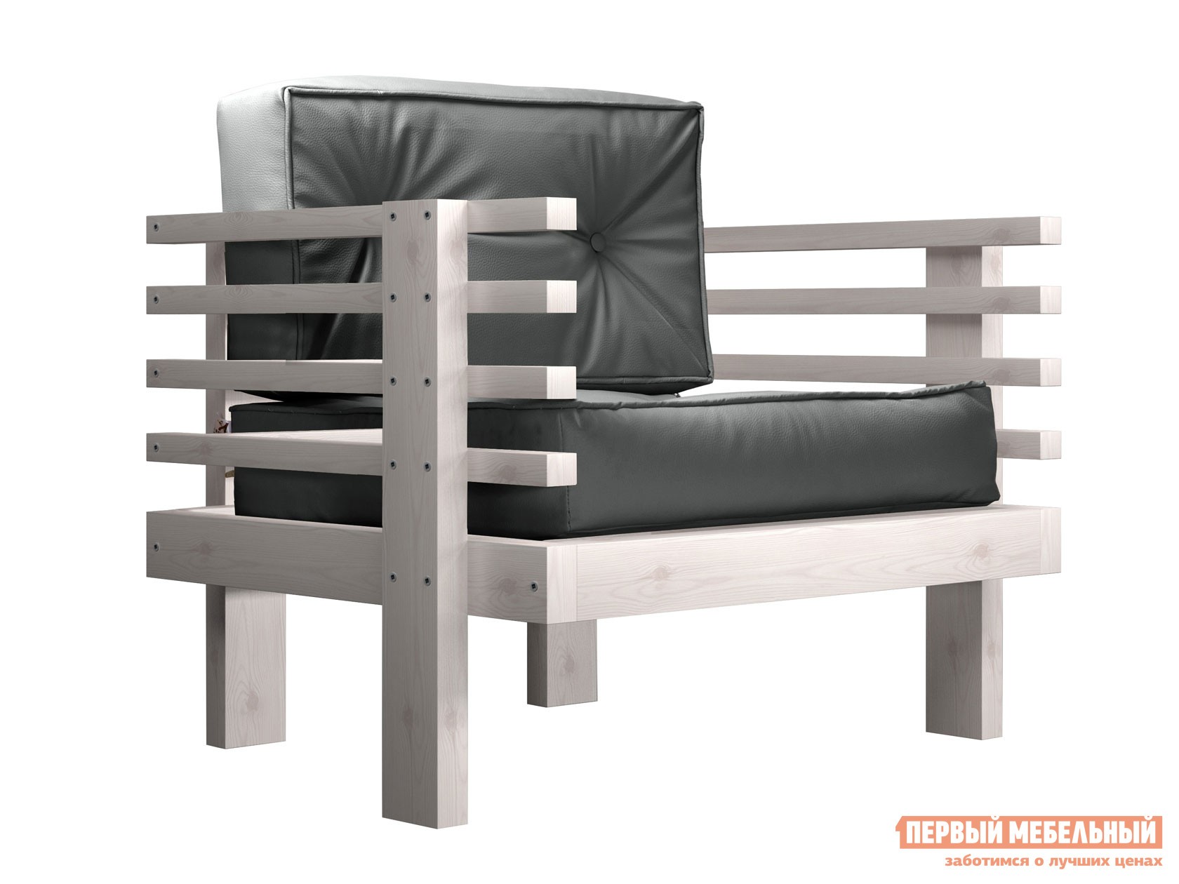 Кресло  Стоун Дуб беленый, Серый, экокожа