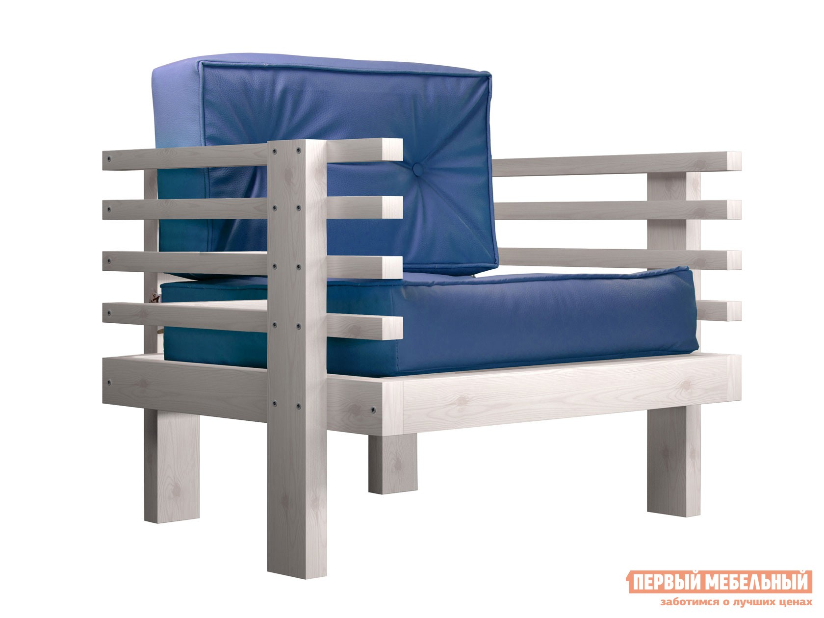 Кресло  Стоун Дуб беленый, Синий, экокожа