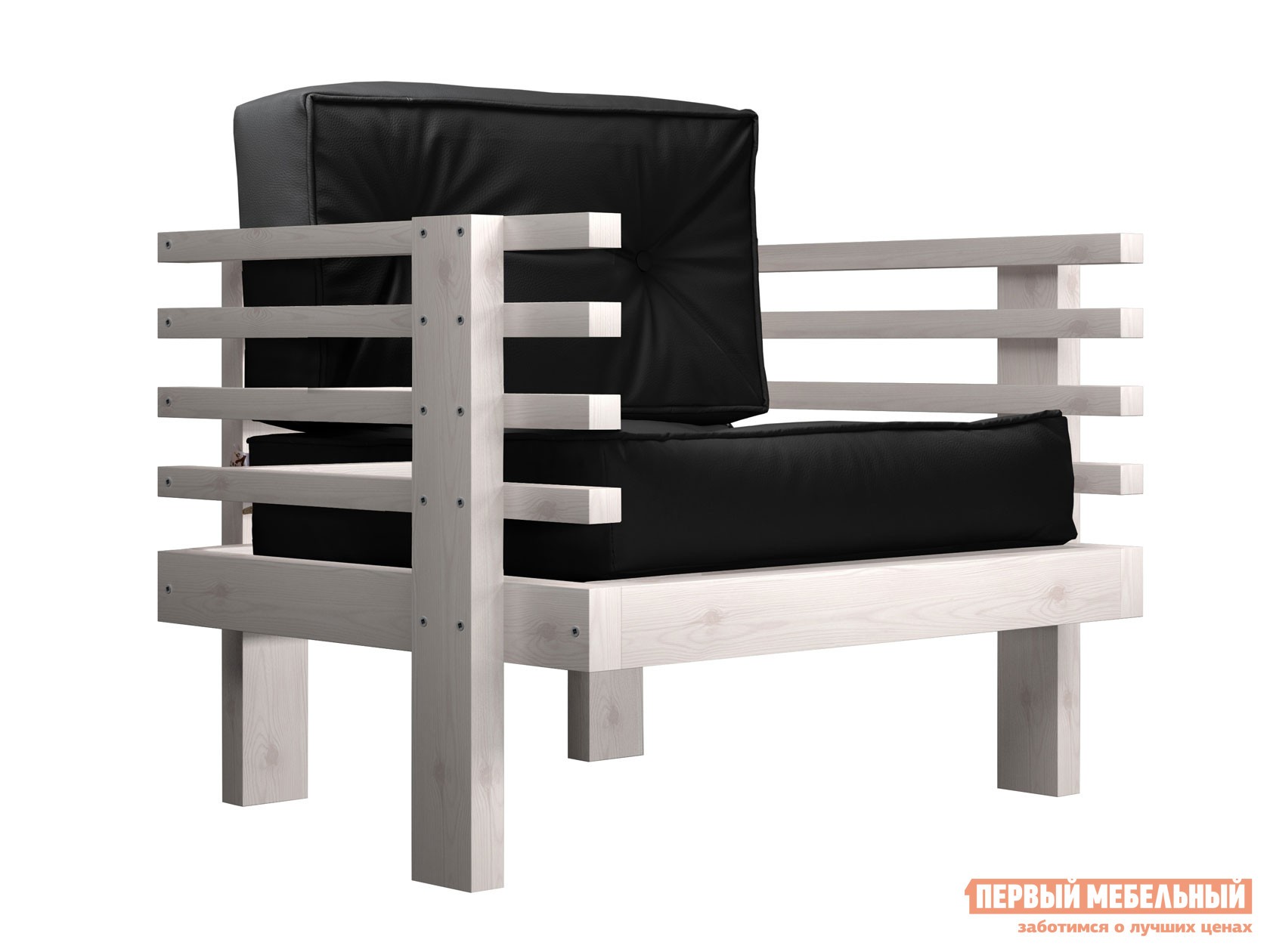 Кресло  Стоун Дуб беленый, Черный, экокожа