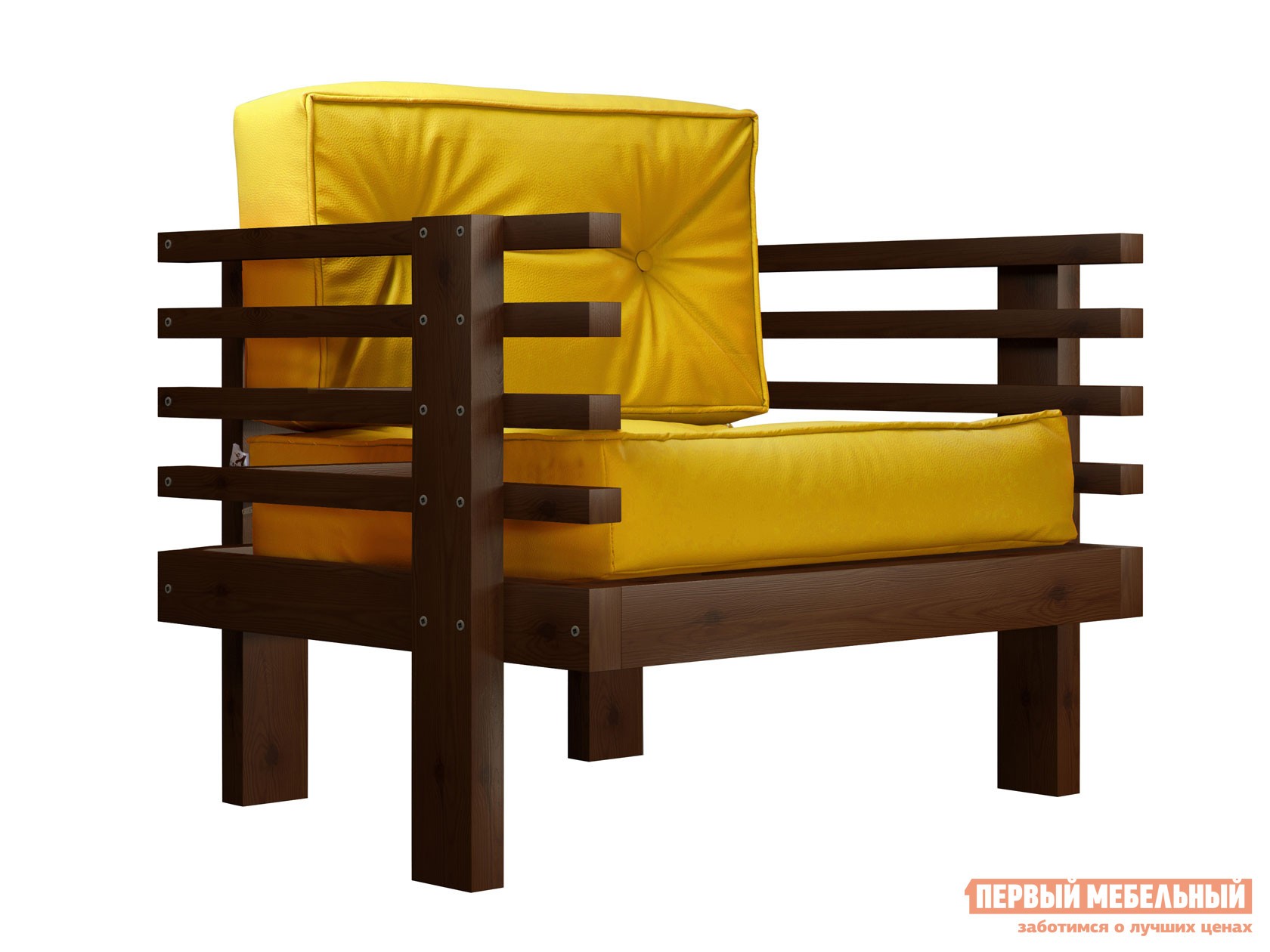 Кресло  Стоун Орех, Желтый, экокожа