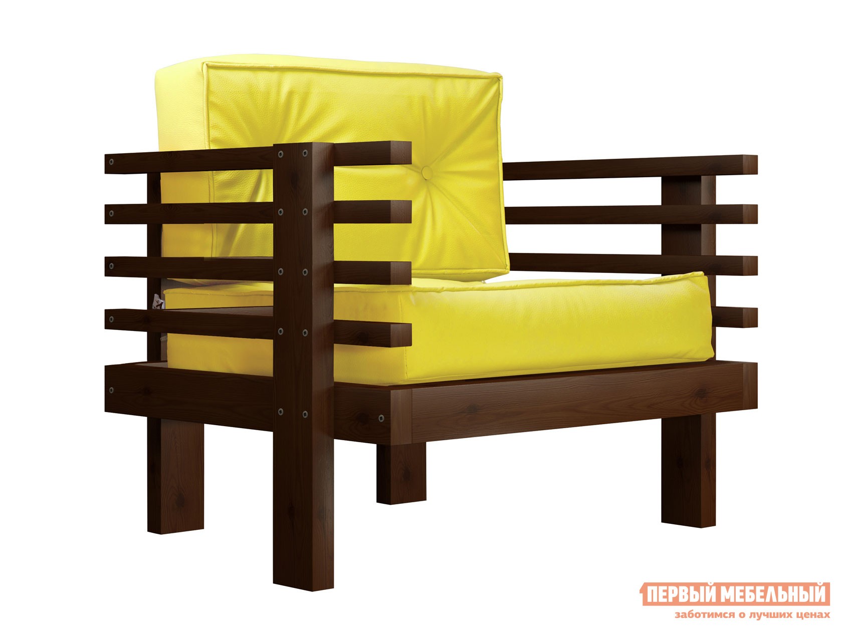 Кресло  Стоун Орех, Лимонный, экокожа