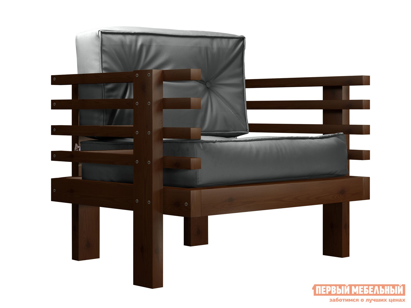 Кресло  Стоун Орех, Серый, экокожа