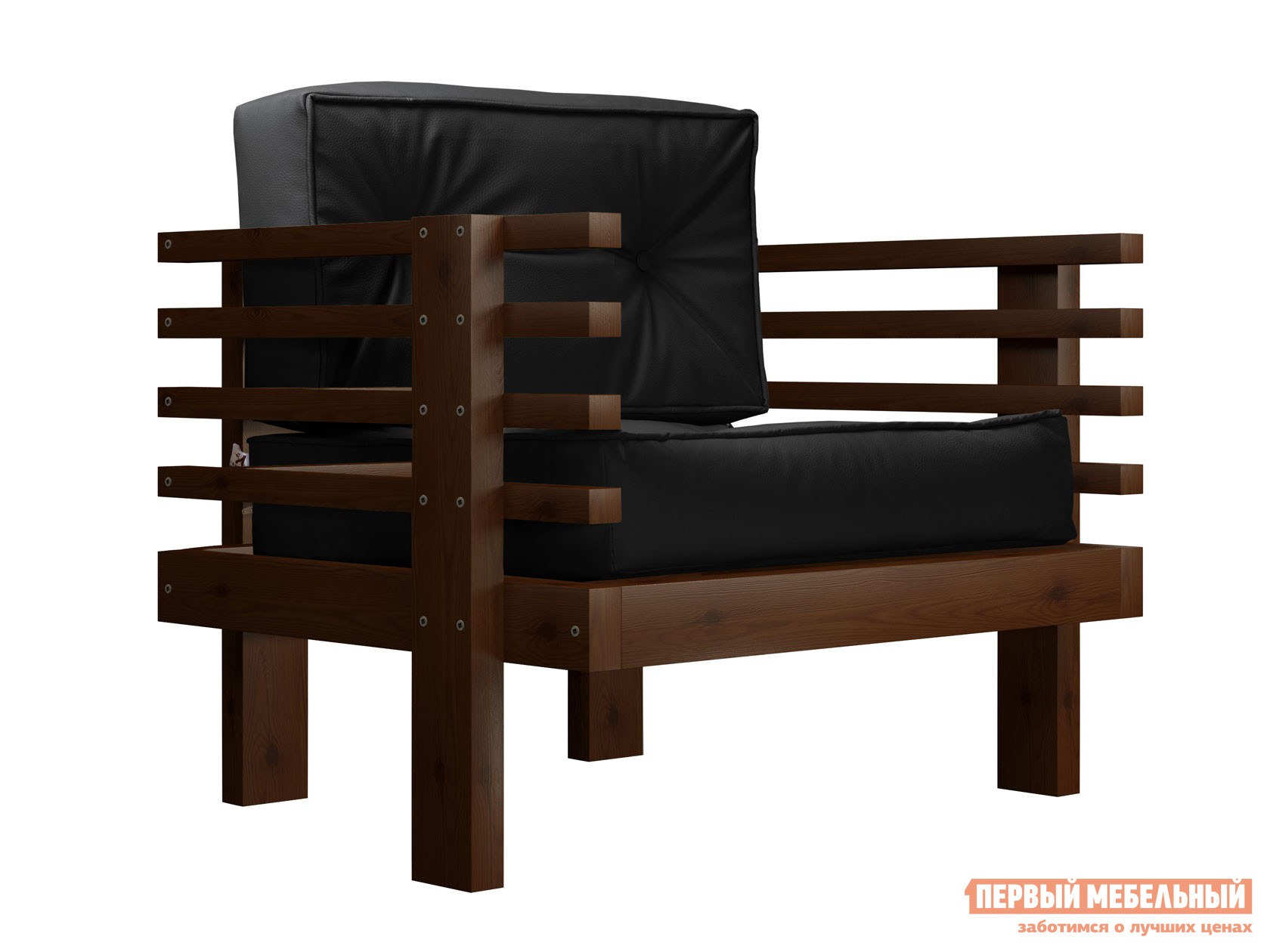 Кресло  Стоун Орех, Черный, экокожа