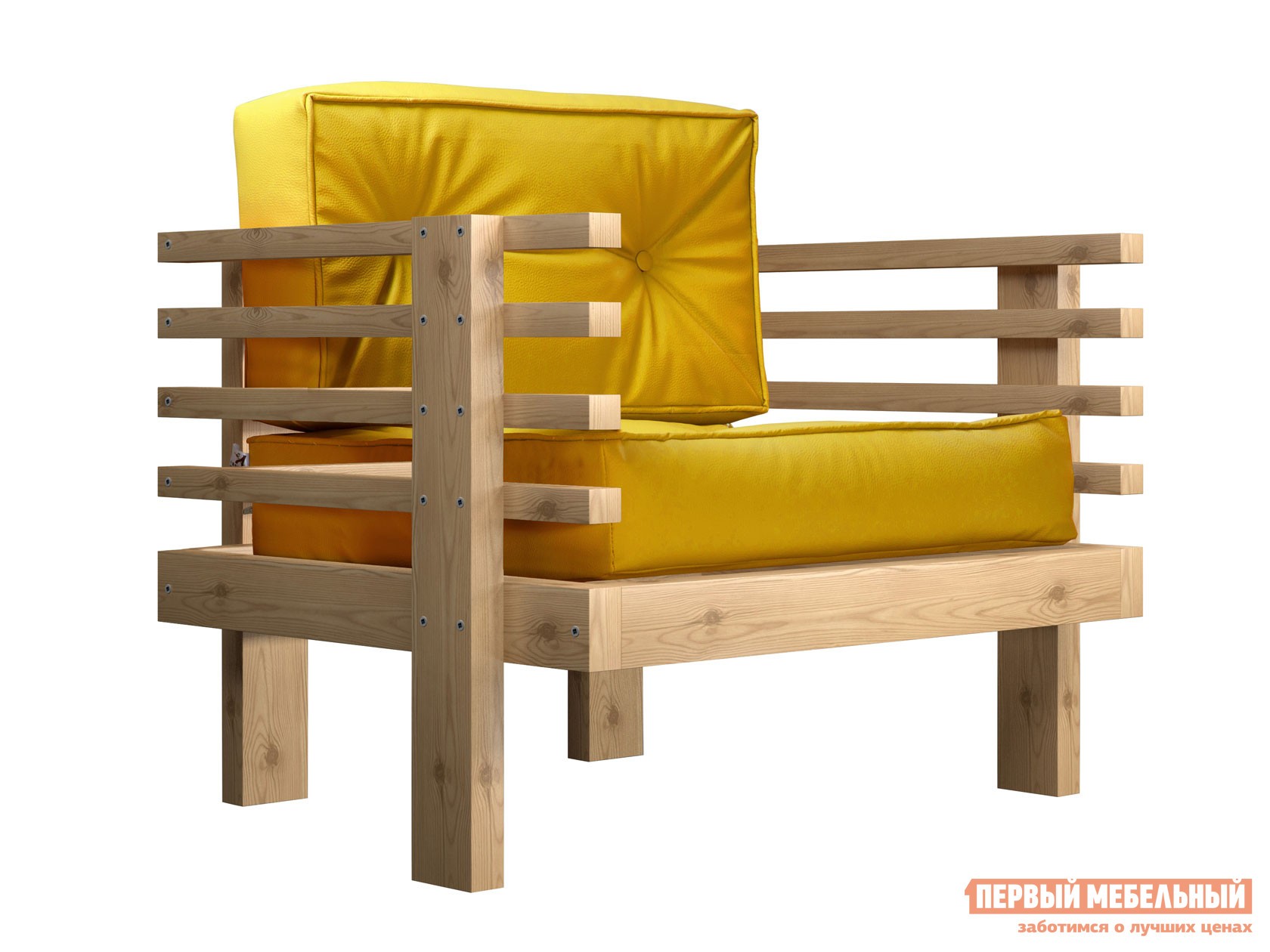 Кресло  Стоун Сосна натуральная, Желтый, экокожа