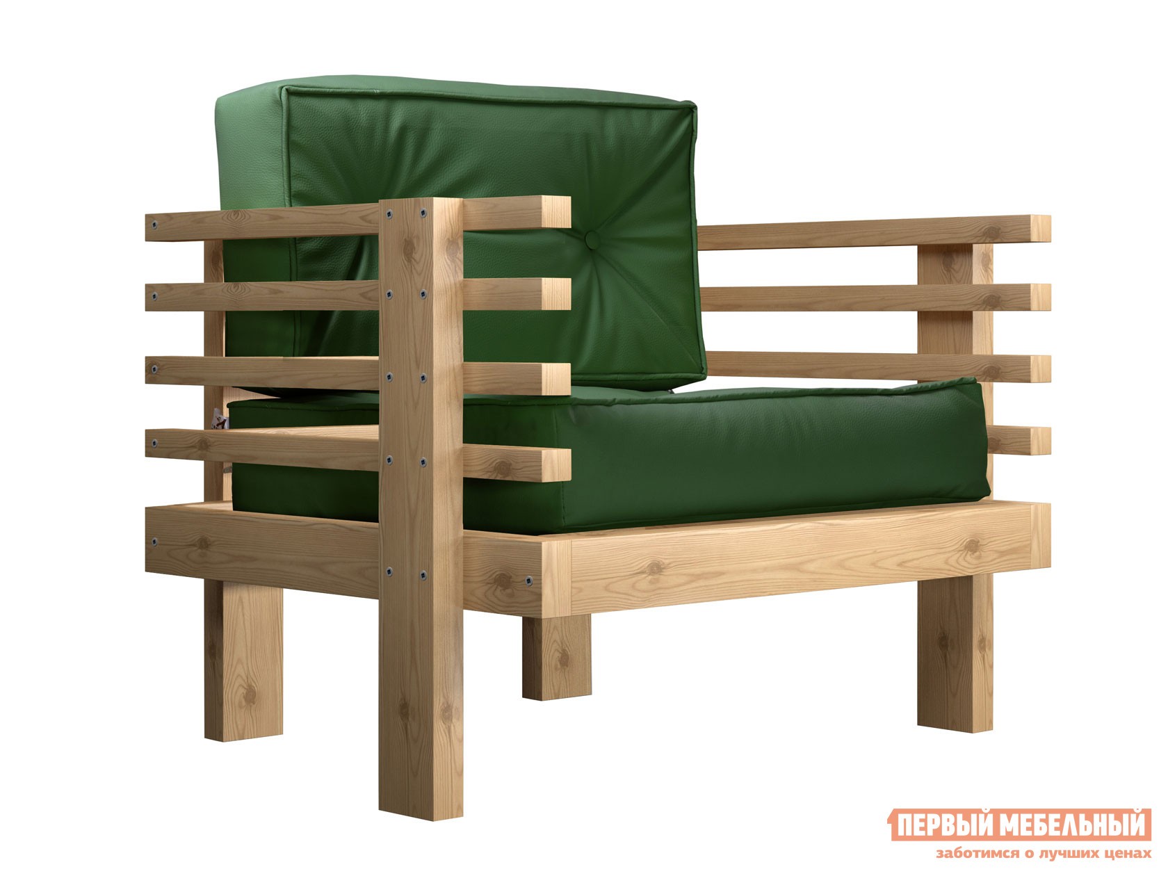 Кресло  Стоун Сосна натуральная, Зеленый, экокожа