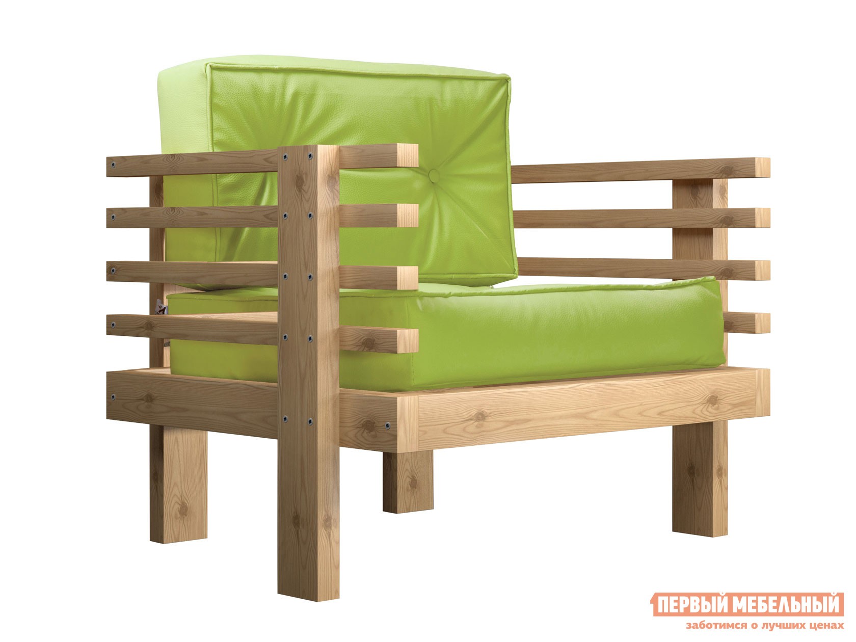 Кресло  Стоун Сосна натуральная, Салатовый, экокожа