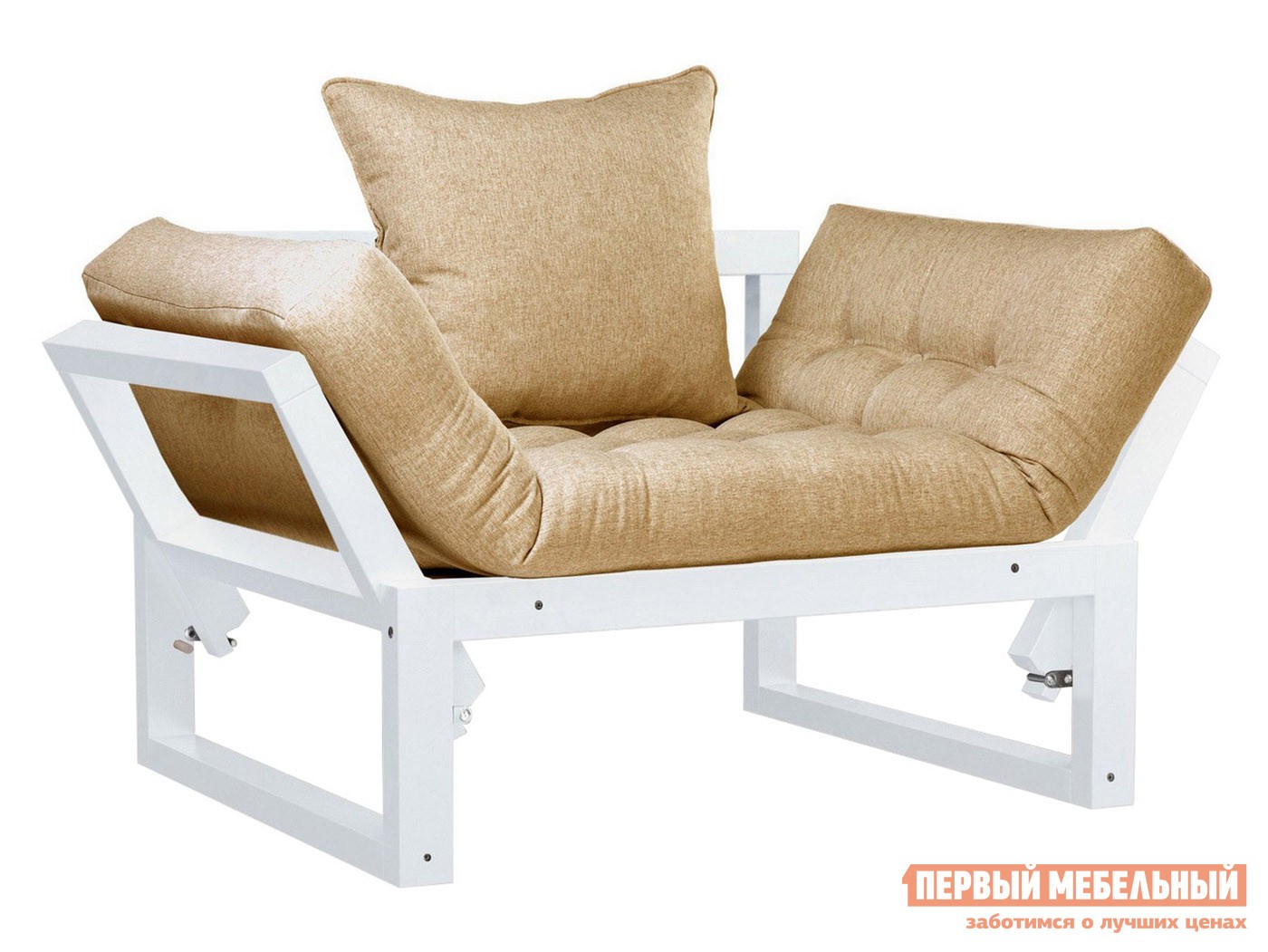 Кресло  Амбер Белая эмаль, Бежевый, рогожка