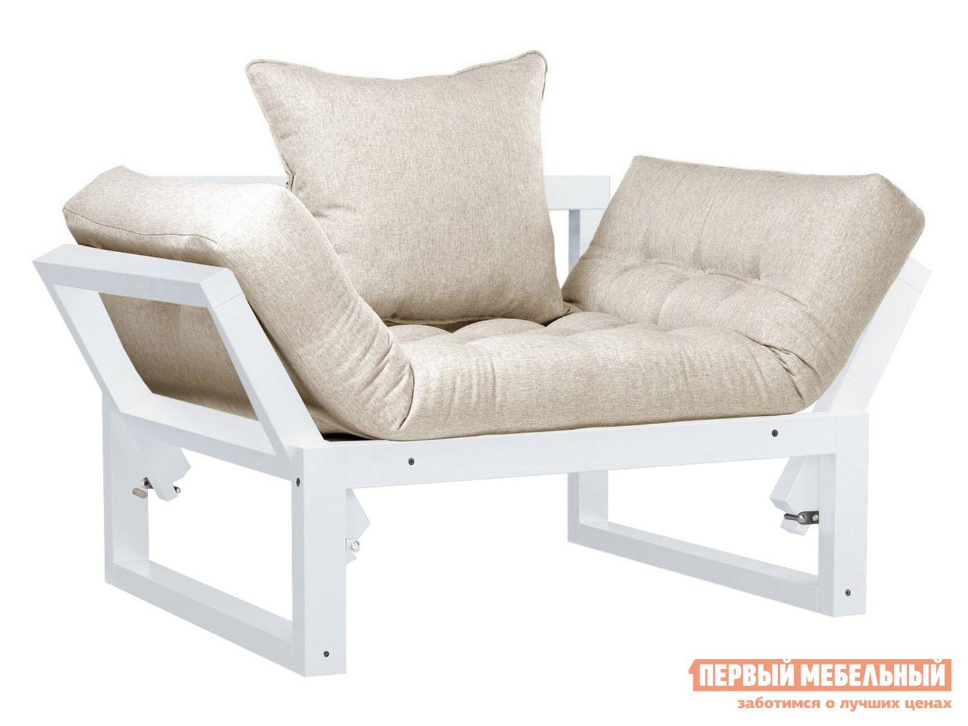 Кресло  Амбер Белая эмаль, Белый, рогожка