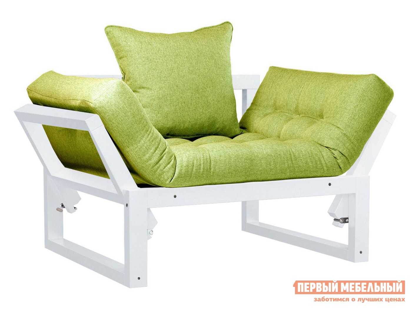 Кресло  Амбер Белая эмаль, Зеленый, рогожка