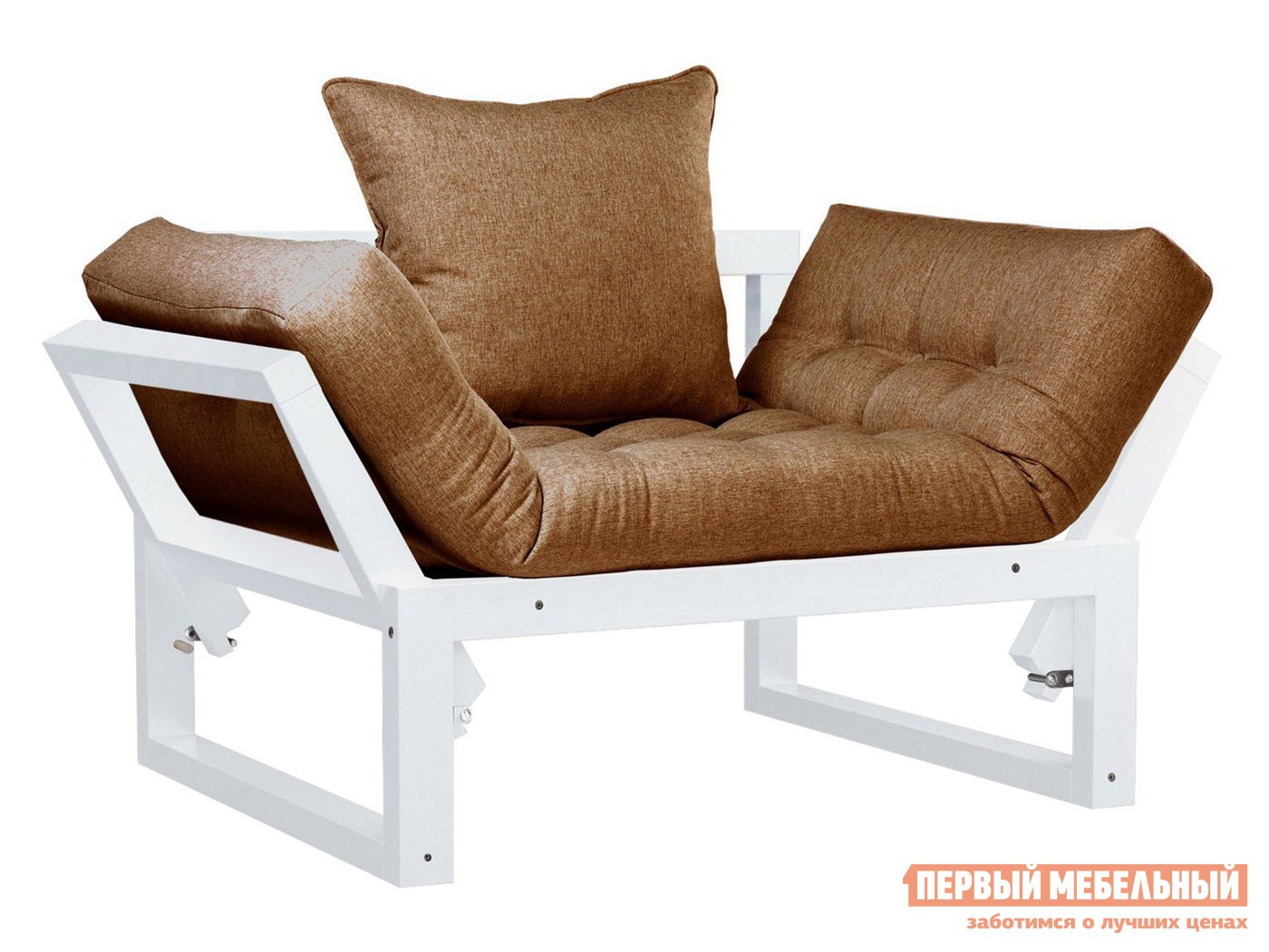 Кресло  Амбер Белая эмаль, Коричневый, рогожка