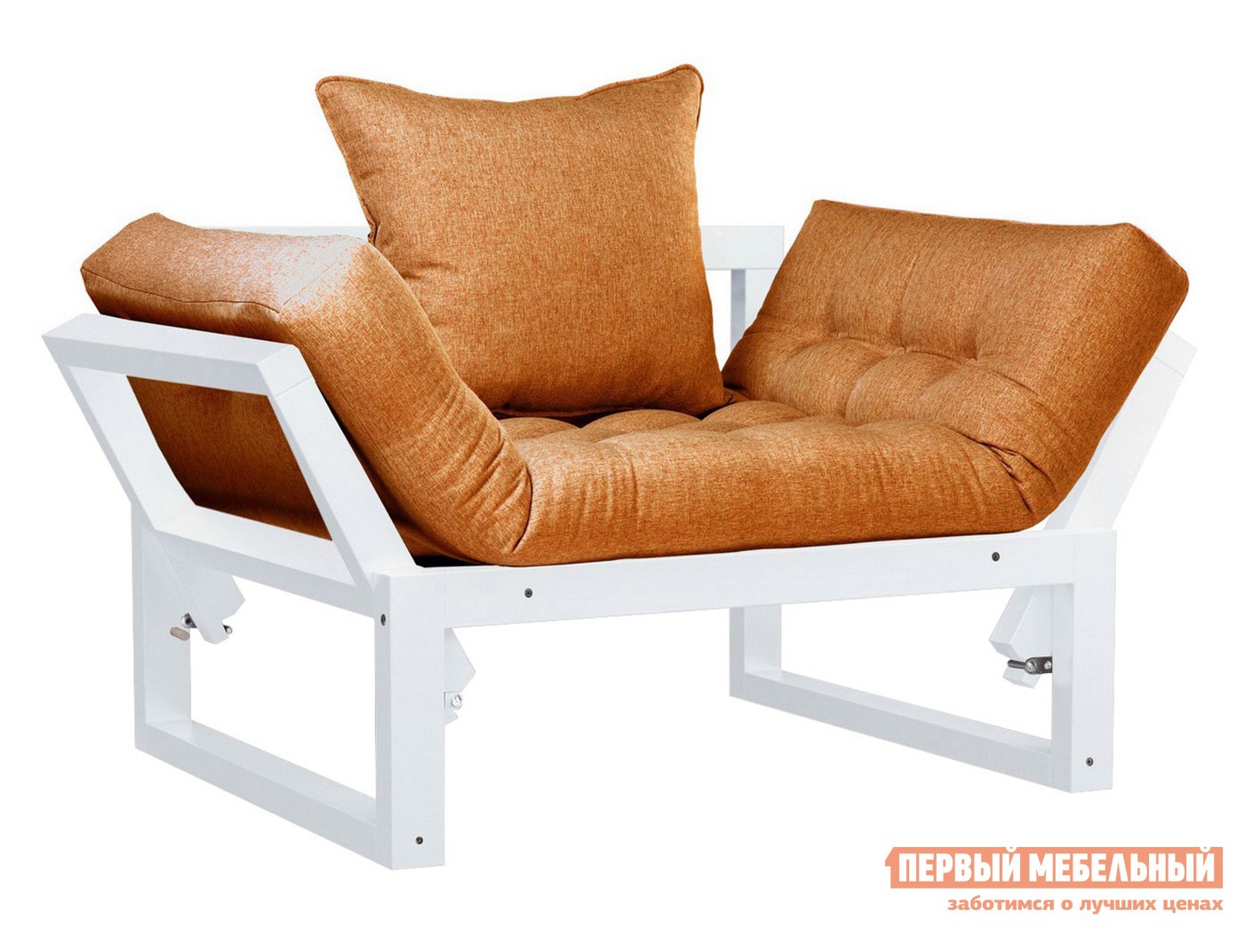 Кресло  Амбер Белая эмаль, Оранжевый, рогожка