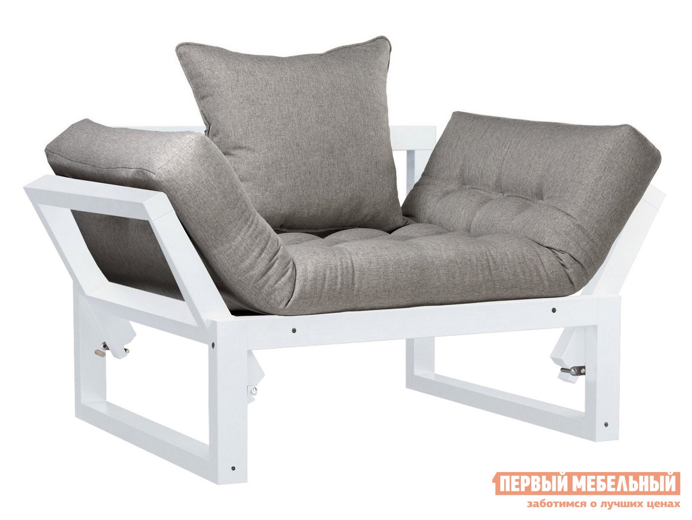 Кресло  Амбер Белая эмаль, Серый, рогожка