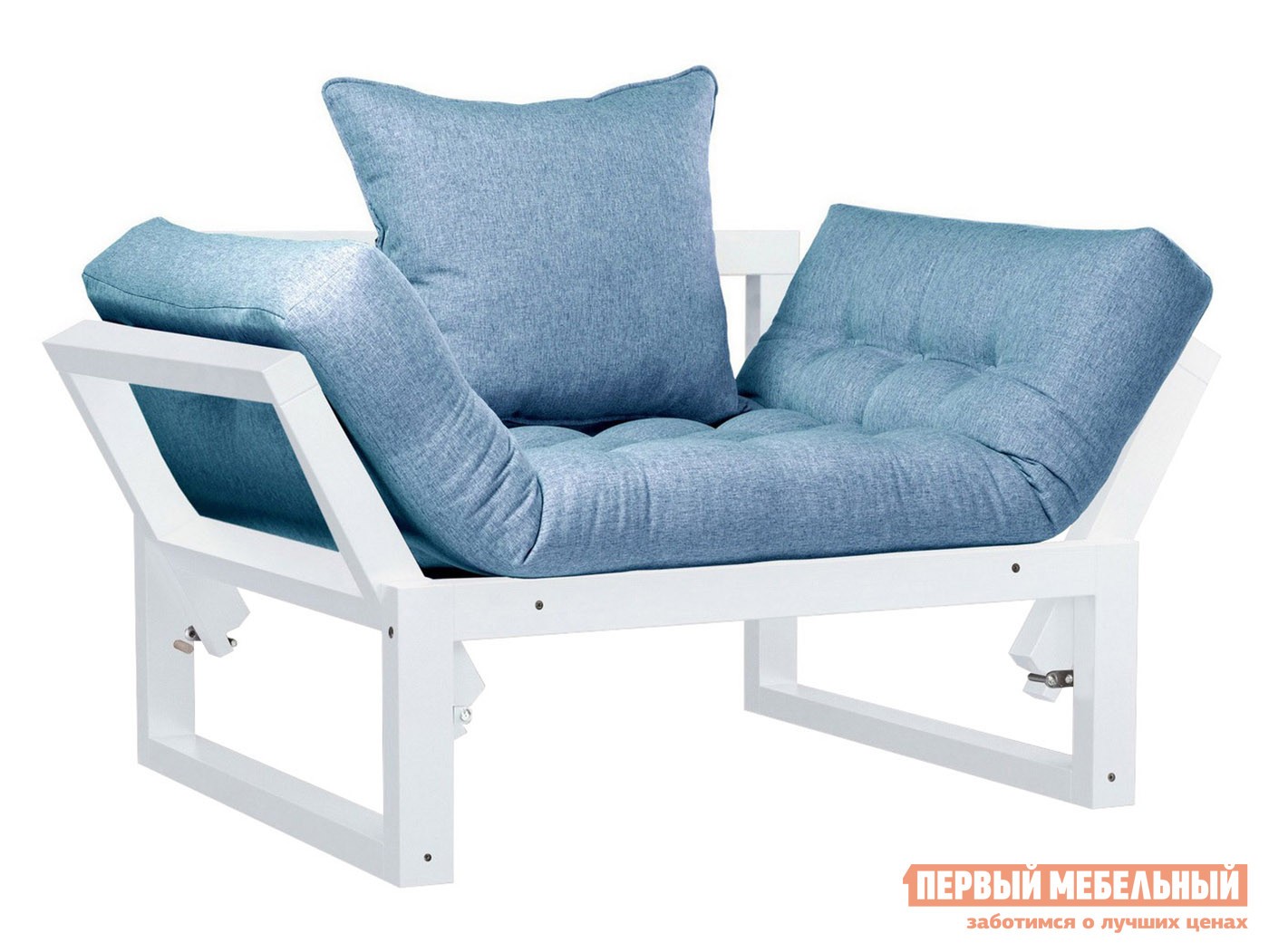 Кресло  Амбер Белая эмаль, Синий, рогожка