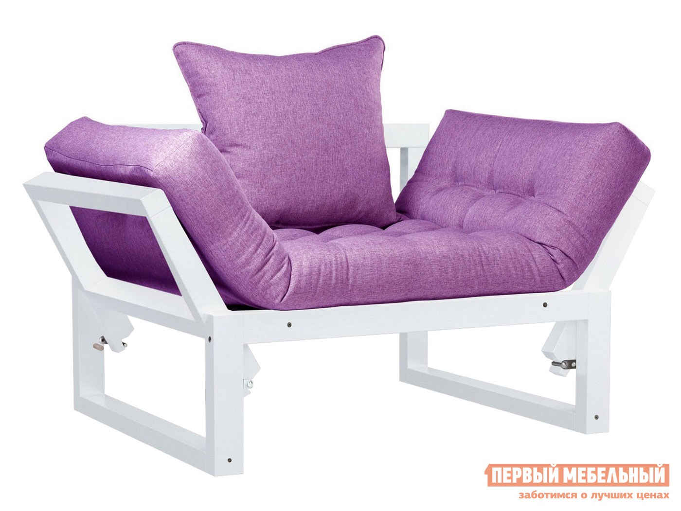 Кресло  Амбер Белая эмаль, Фиолетовый, рогожка