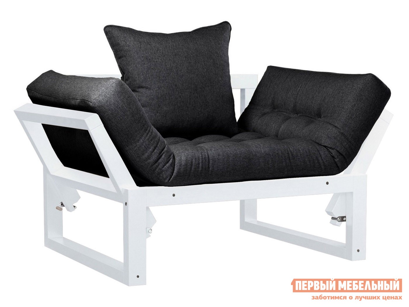 Кресло  Амбер Белая эмаль, Черный, рогожка