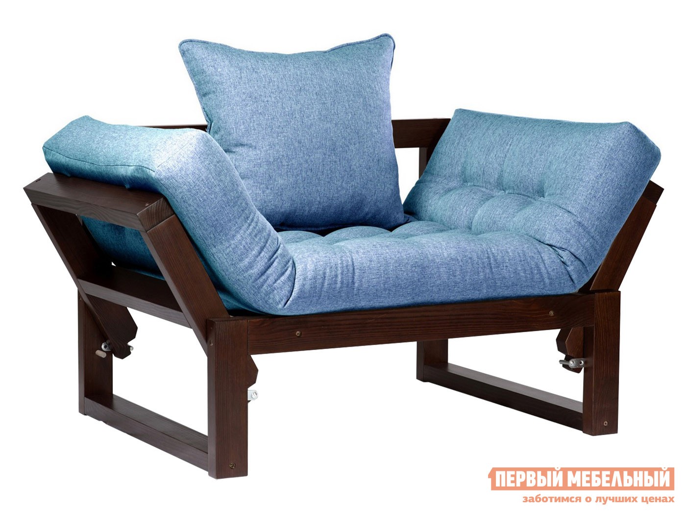 Кресло  Амбер Орех, Синий, рогожка