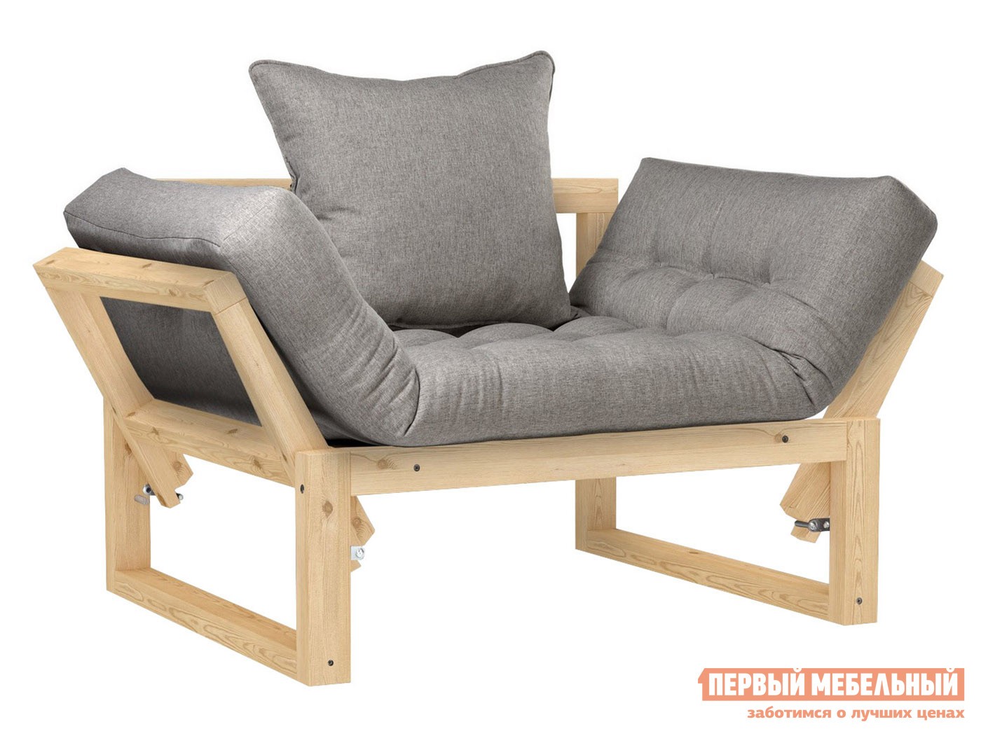 Кресло  Амбер Сосна натуральная, Серый, рогожка