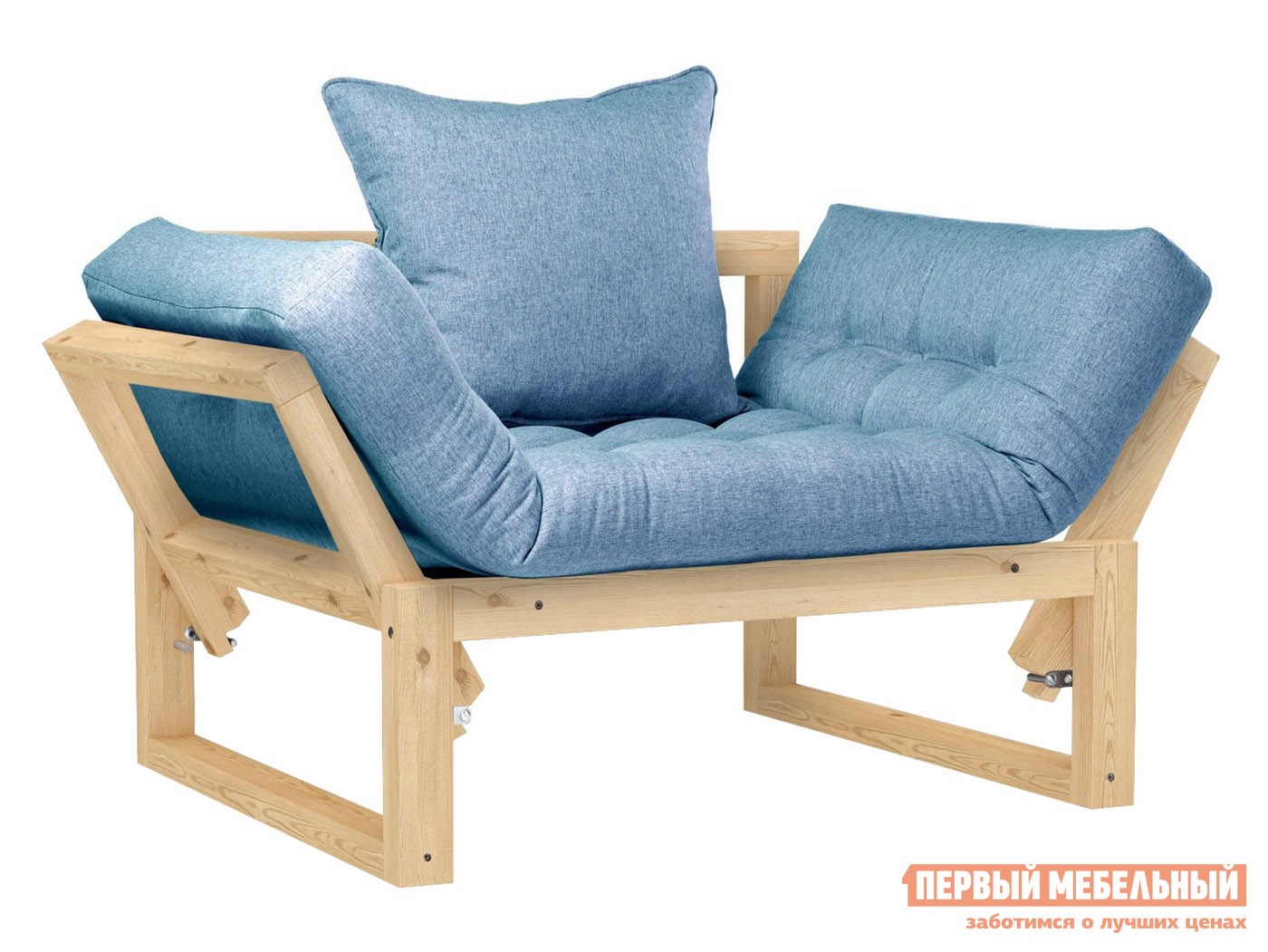 Кресло  Амбер Сосна натуральная, Синий, рогожка